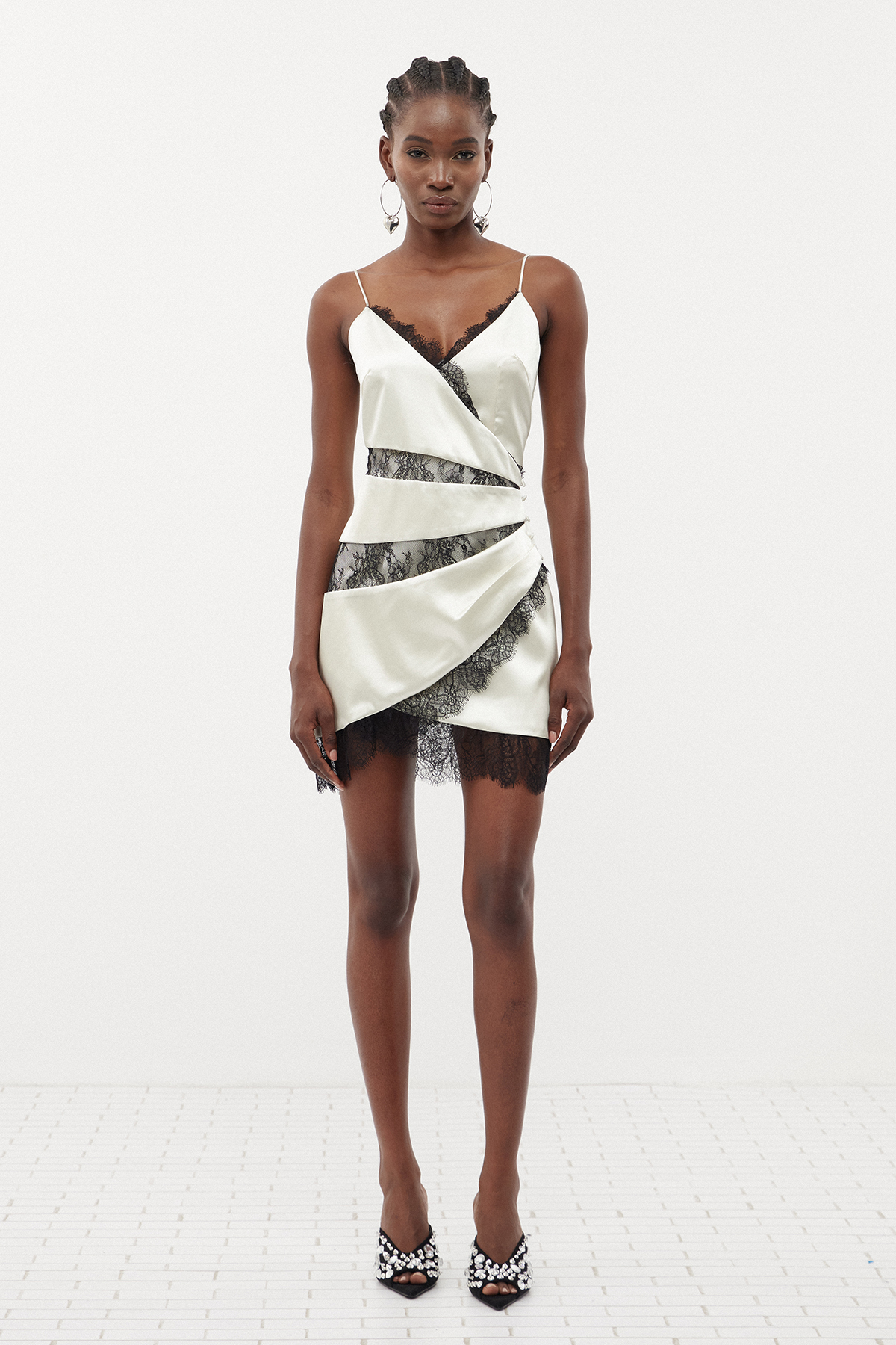 Bess Lace Satin Mini Dress