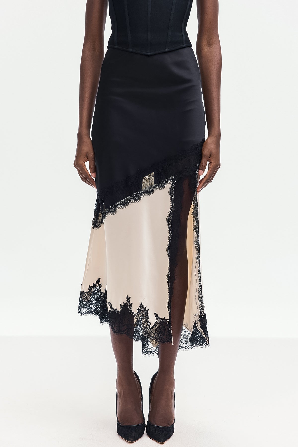 Bess Lace Satin Skirt