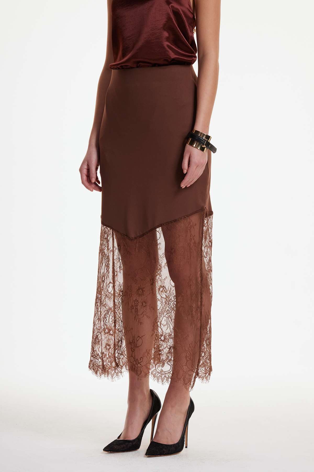 Bess Lace Silky Maxi Skirt