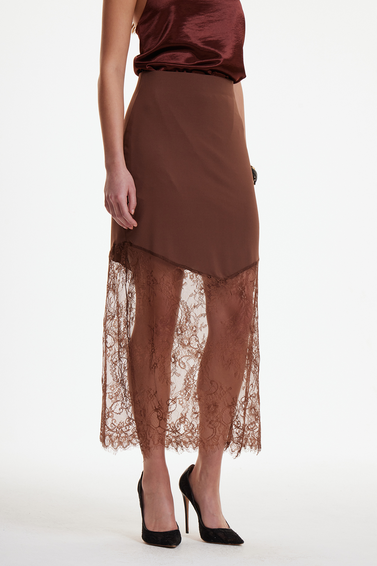 Bess Lace Silky Maxi Skirt