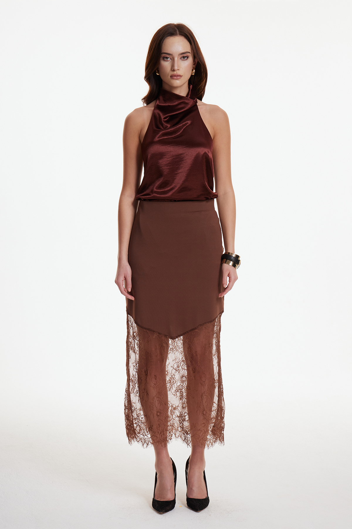 Bess Lace Silky Maxi Skirt