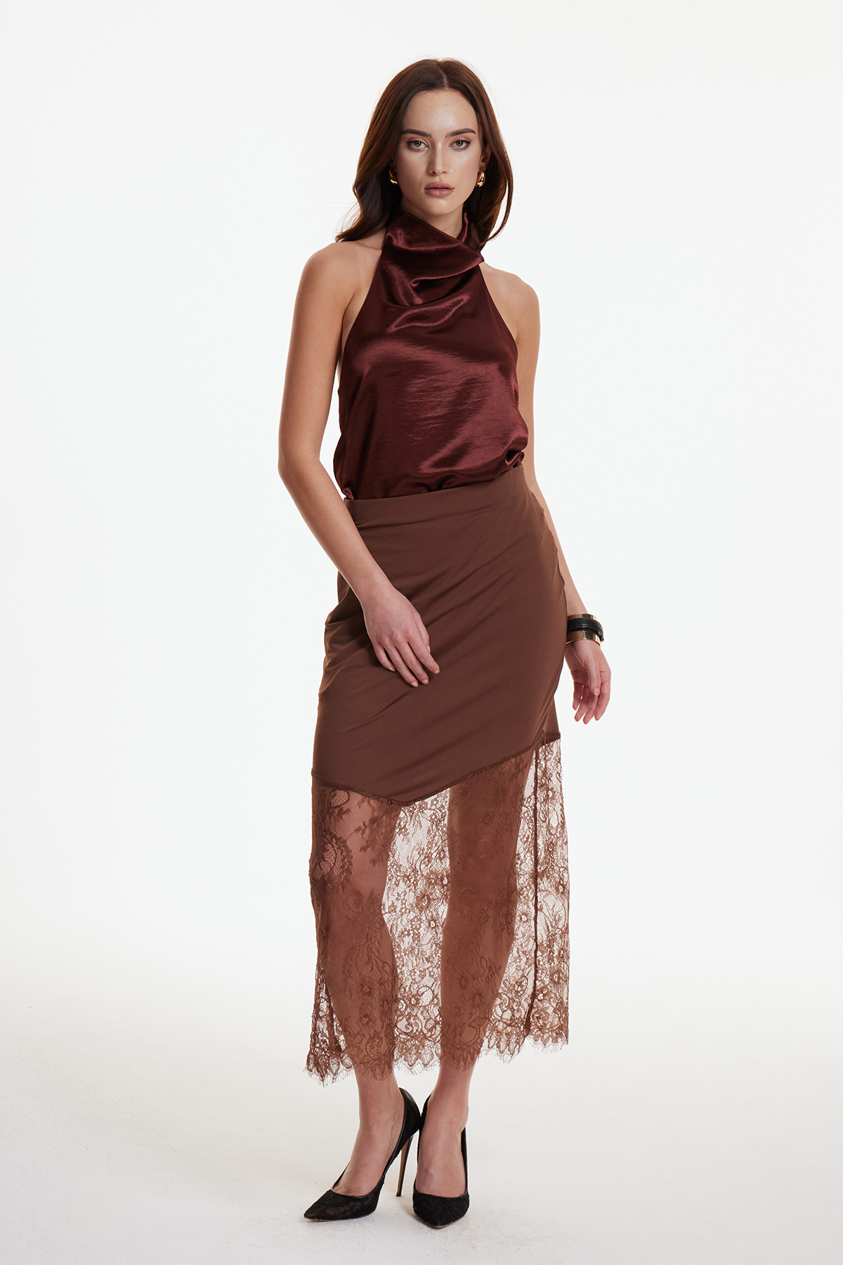 Bess Lace Silky Maxi Skirt