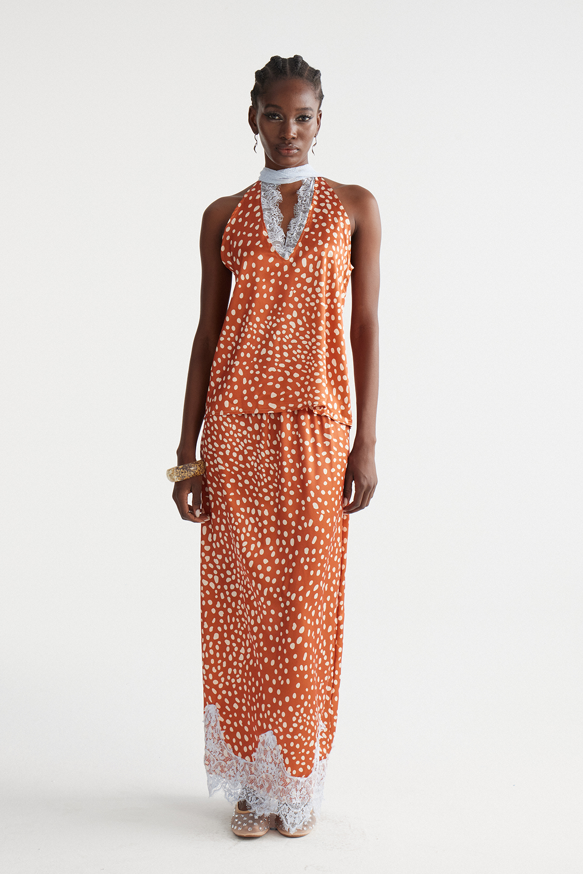 Bess Plunge Print Scarf Skirt Set