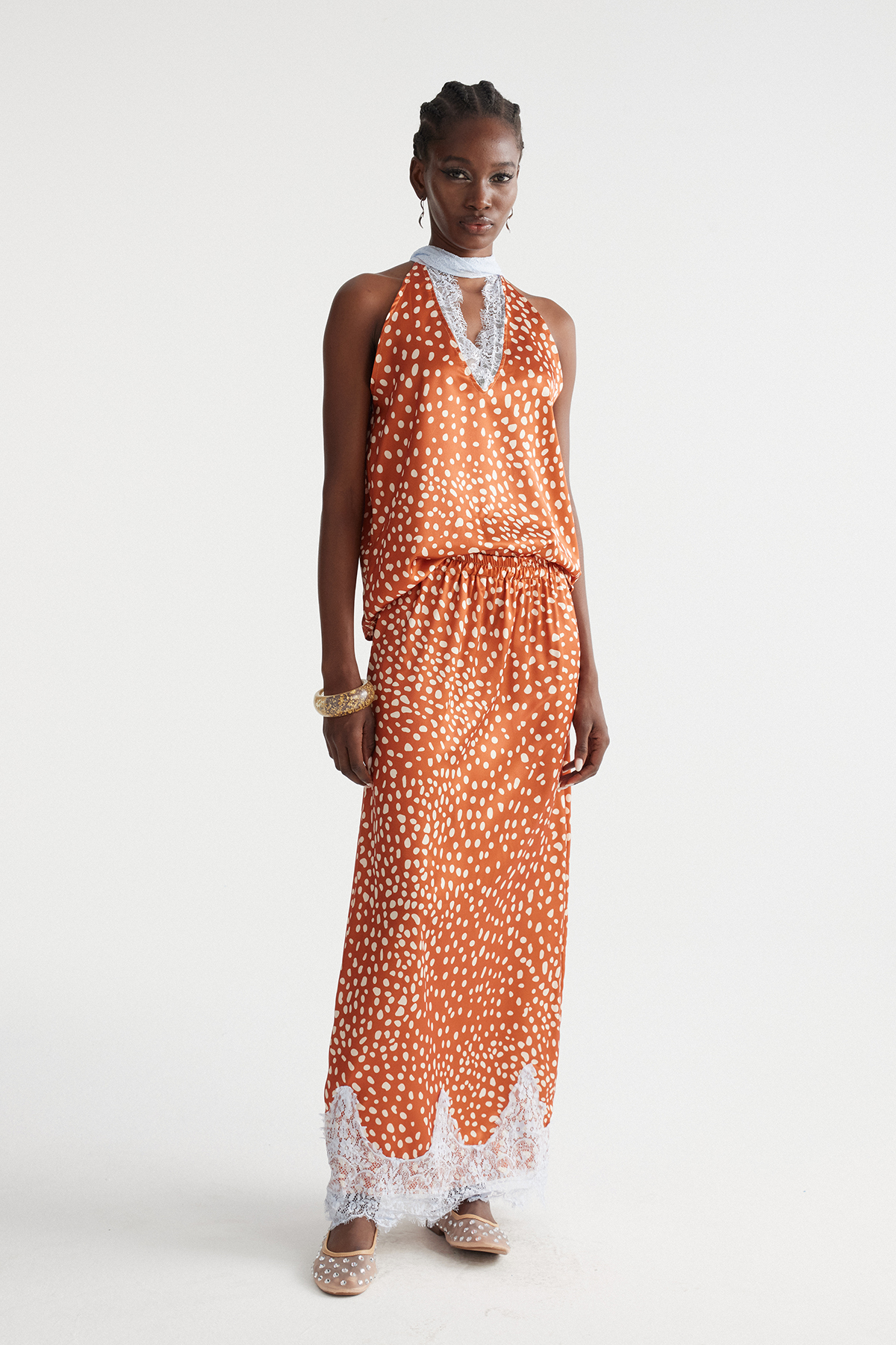 Bess Plunge Print Scarf Skirt Set