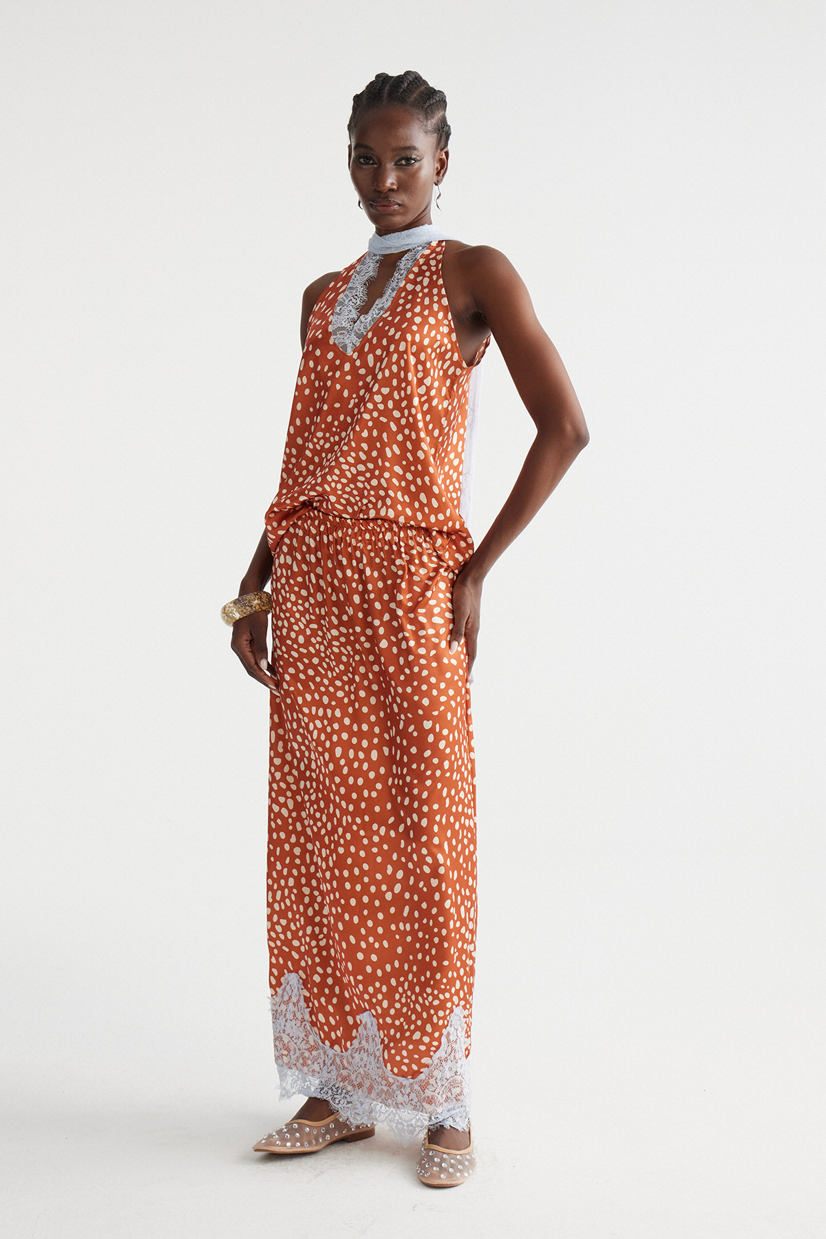 Bess Plunge Print Scarf Skirt Set
