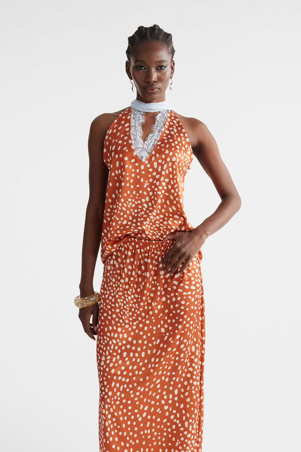 Bess Plunge Print Scarf Skirt Set