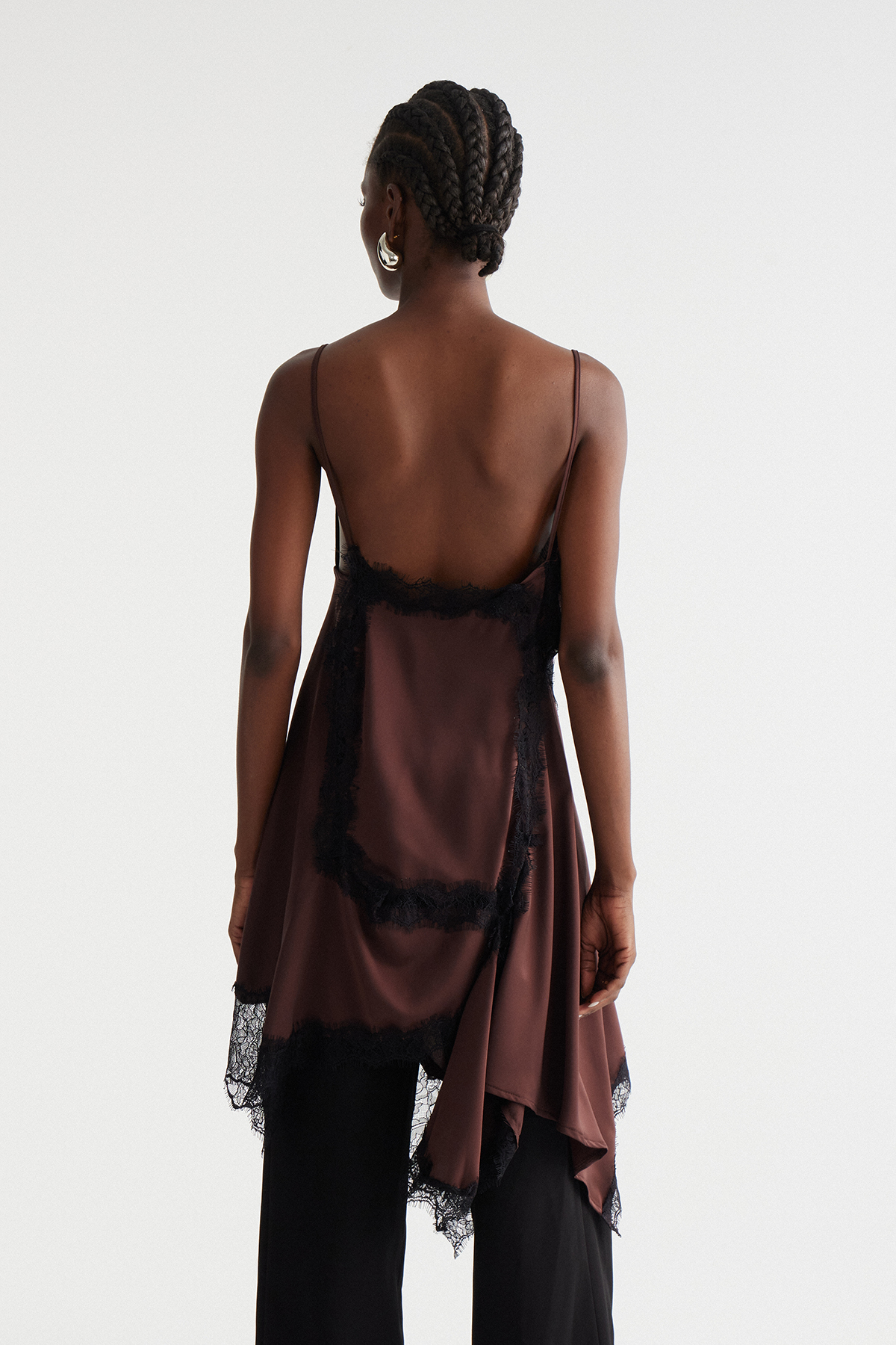 Bess Spaghetti Asymmetric Lace Top