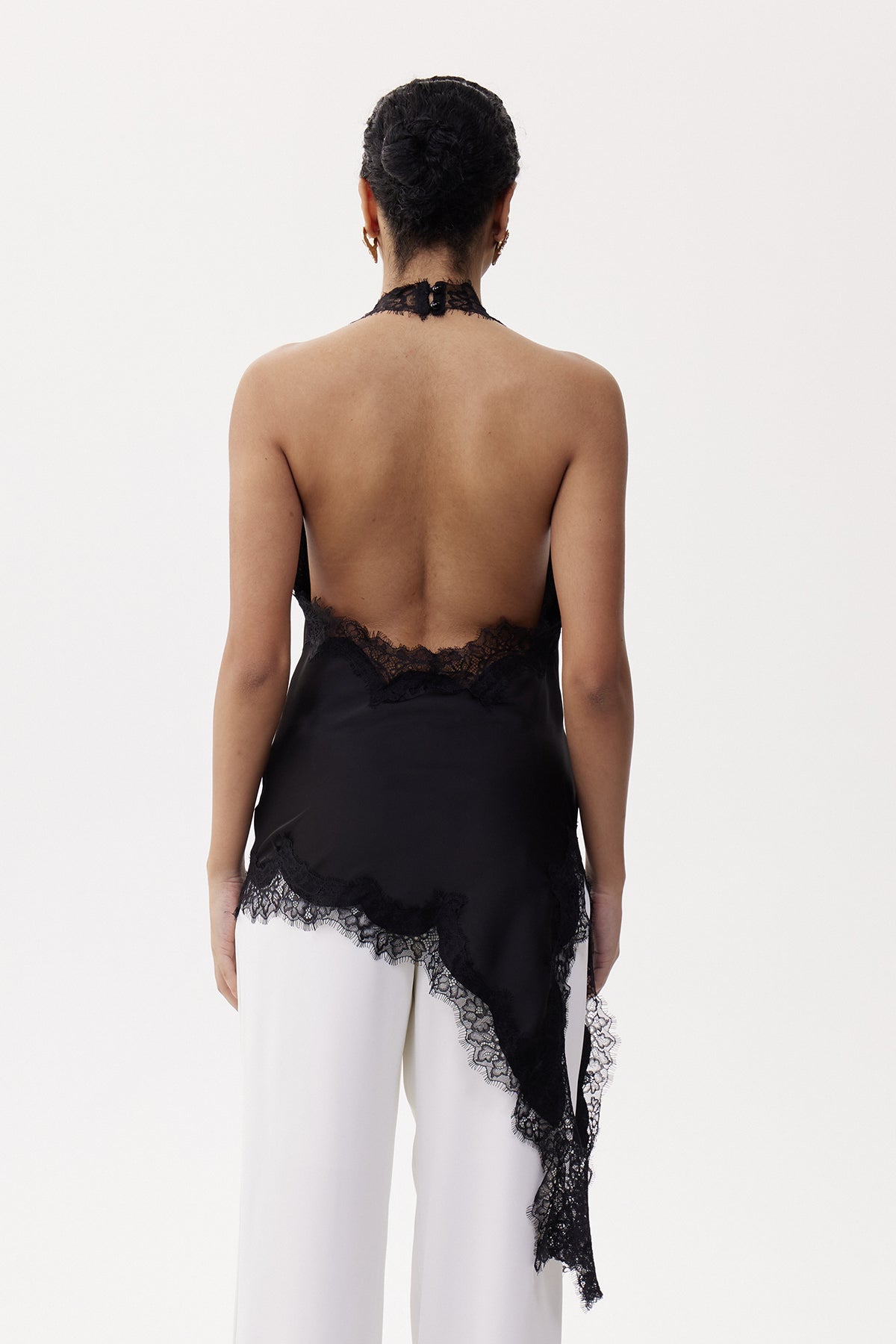 Bess Halter Neck Lace Asymmetric Top