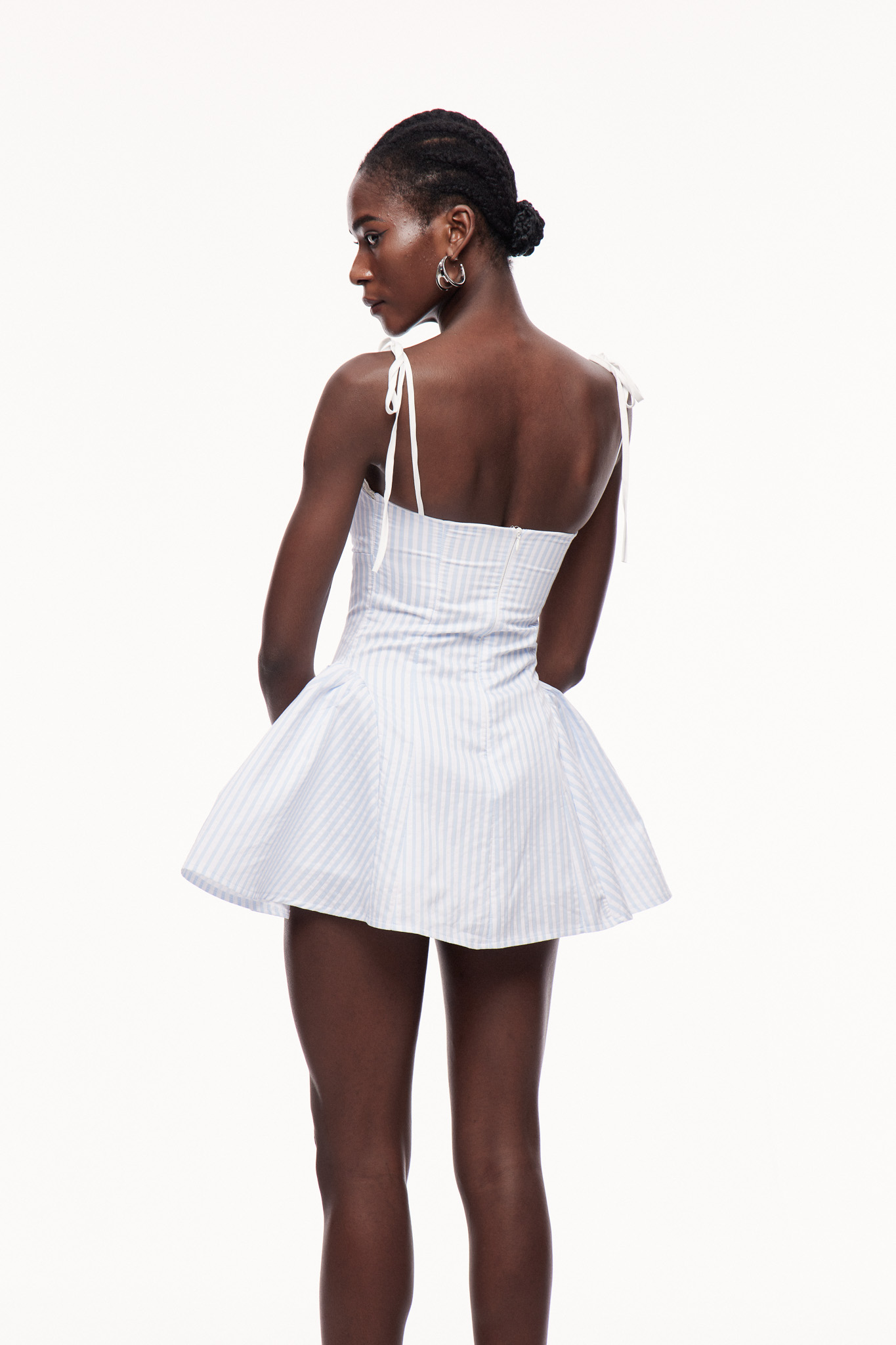 Bhaskara Stripe Lace Spaghetti Mini Dress