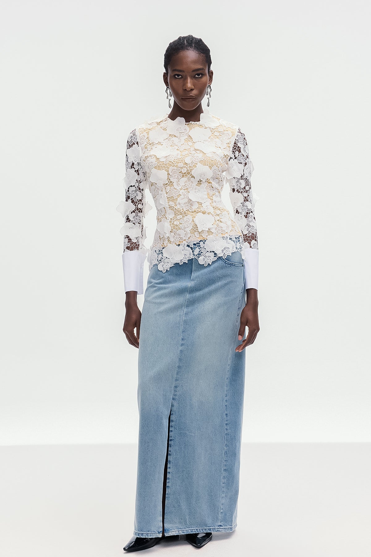 Bhishma Flower Cutout Lace Top