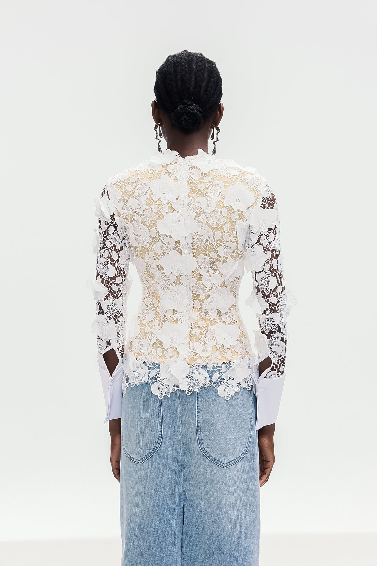 Bhishma Flower Cutout Lace Top