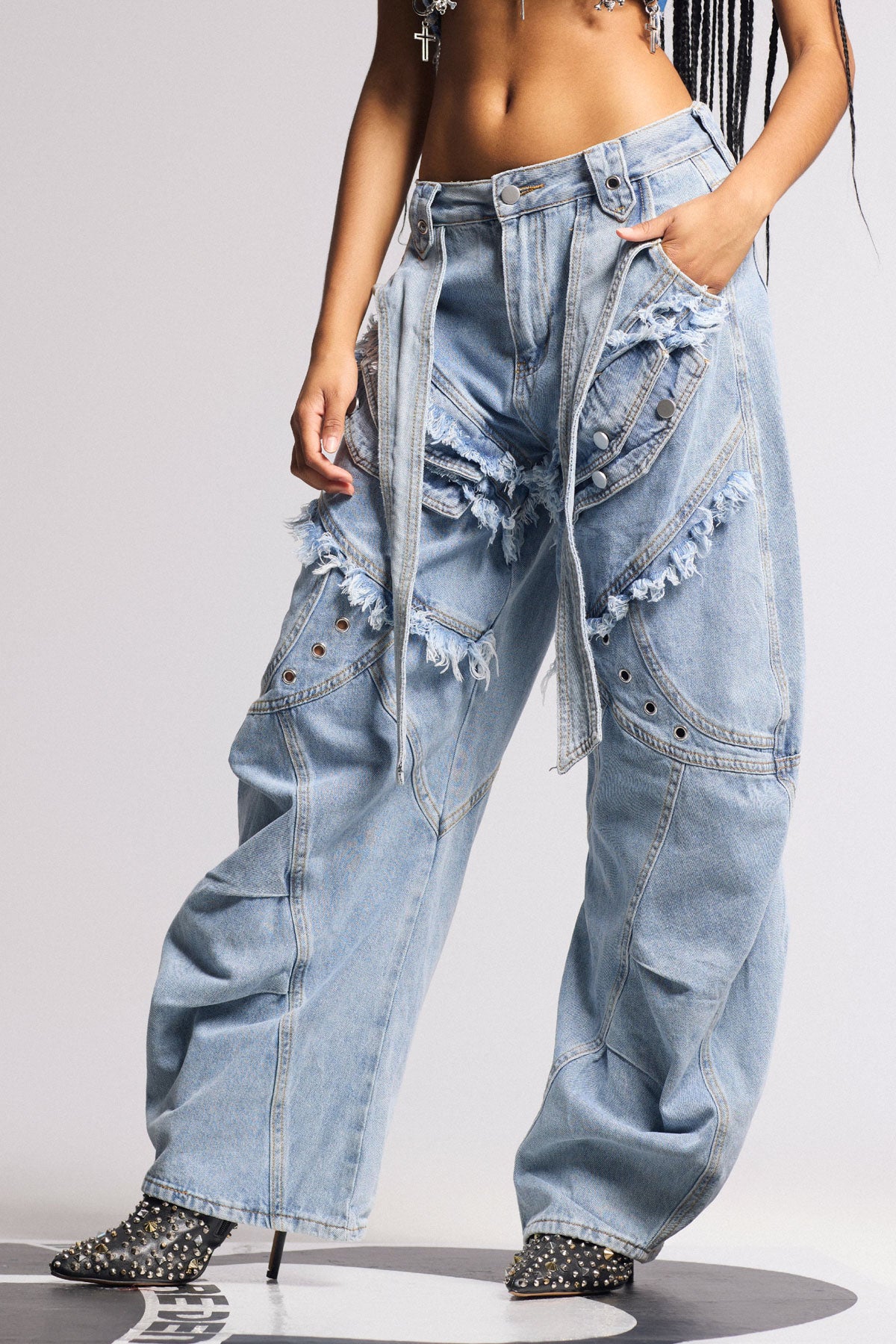 Biel Deconstruct Baggy Jeans In Blue