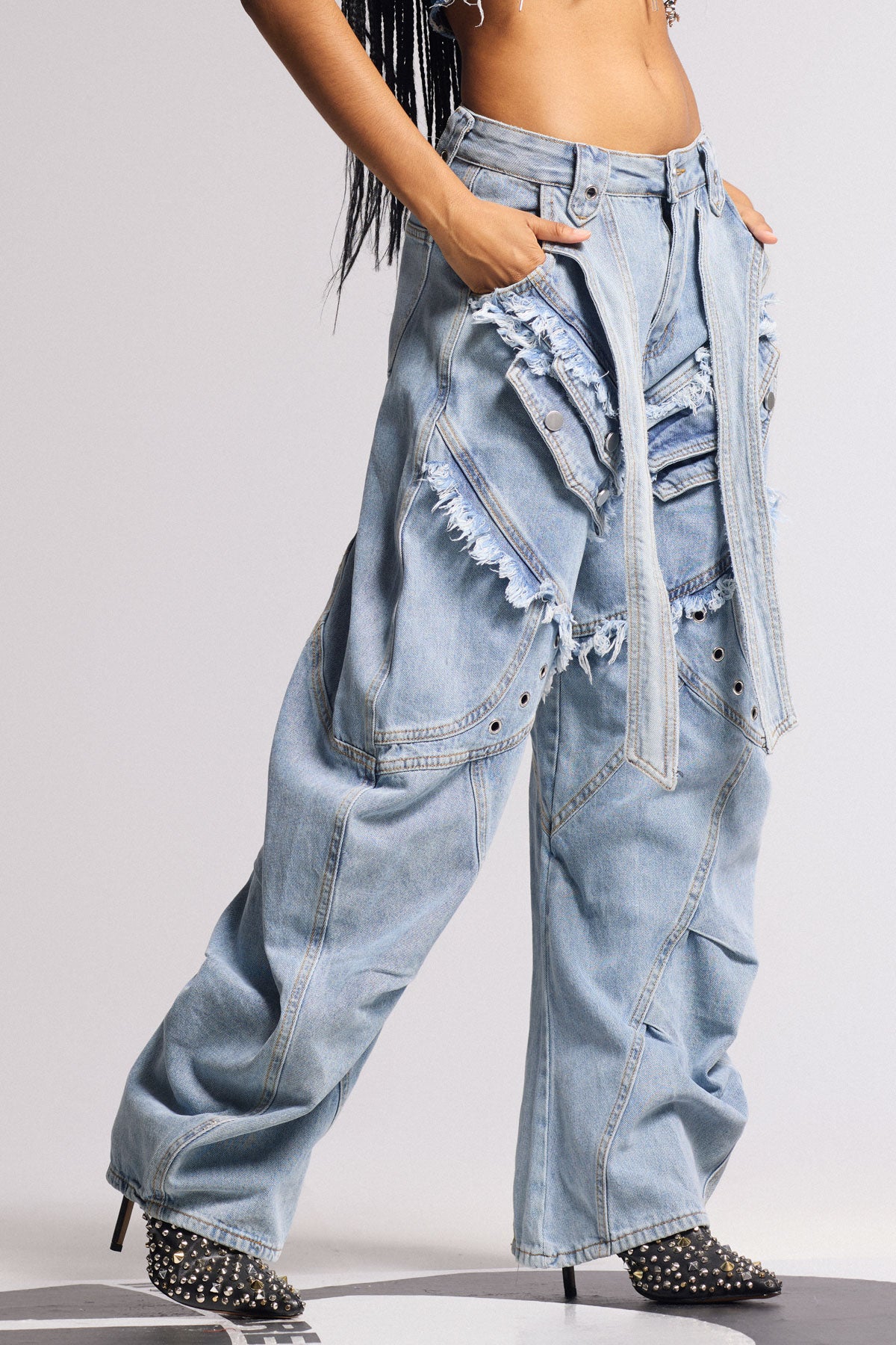Biel Deconstruct Baggy Jeans In Blue