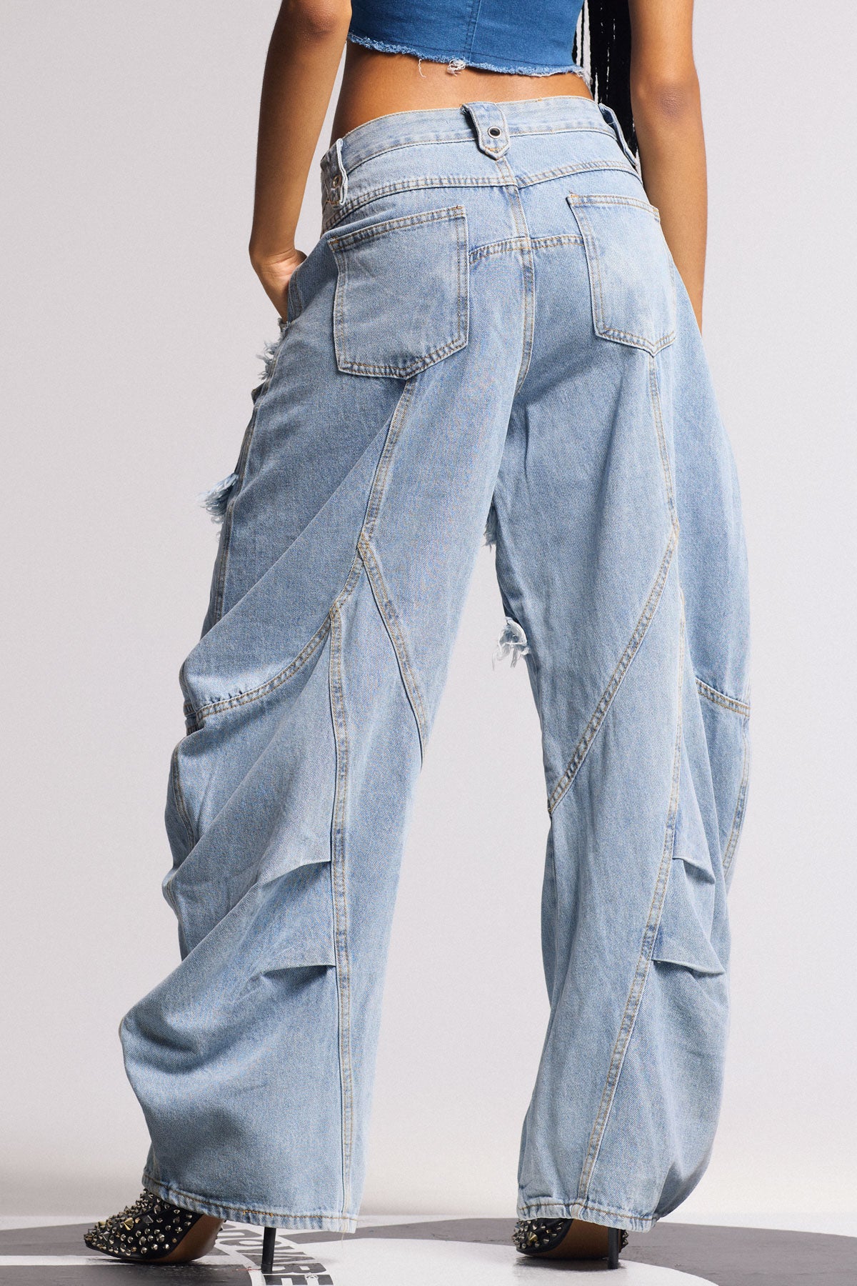 Biel Deconstruct Baggy Jeans In Blue