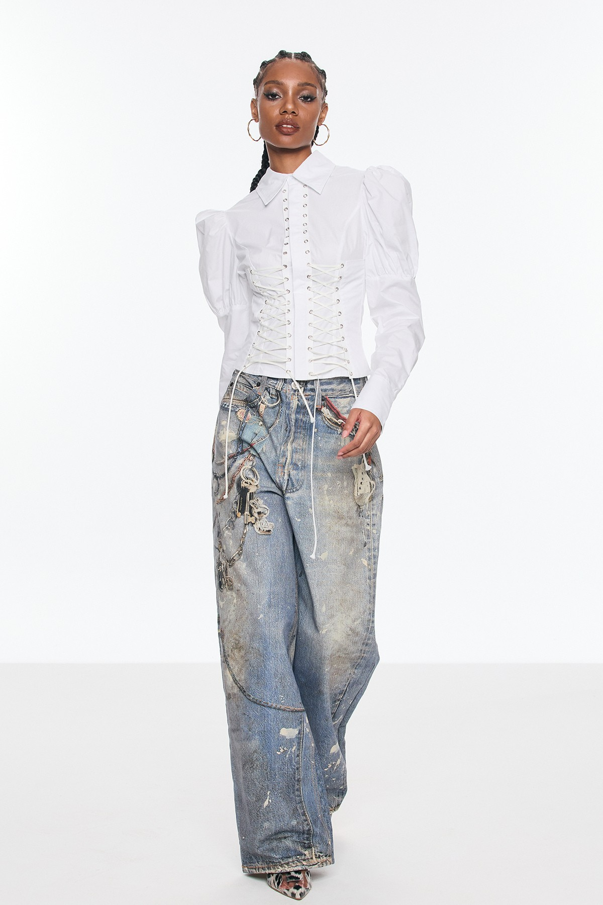 Birdie Print Barrel Jeans
