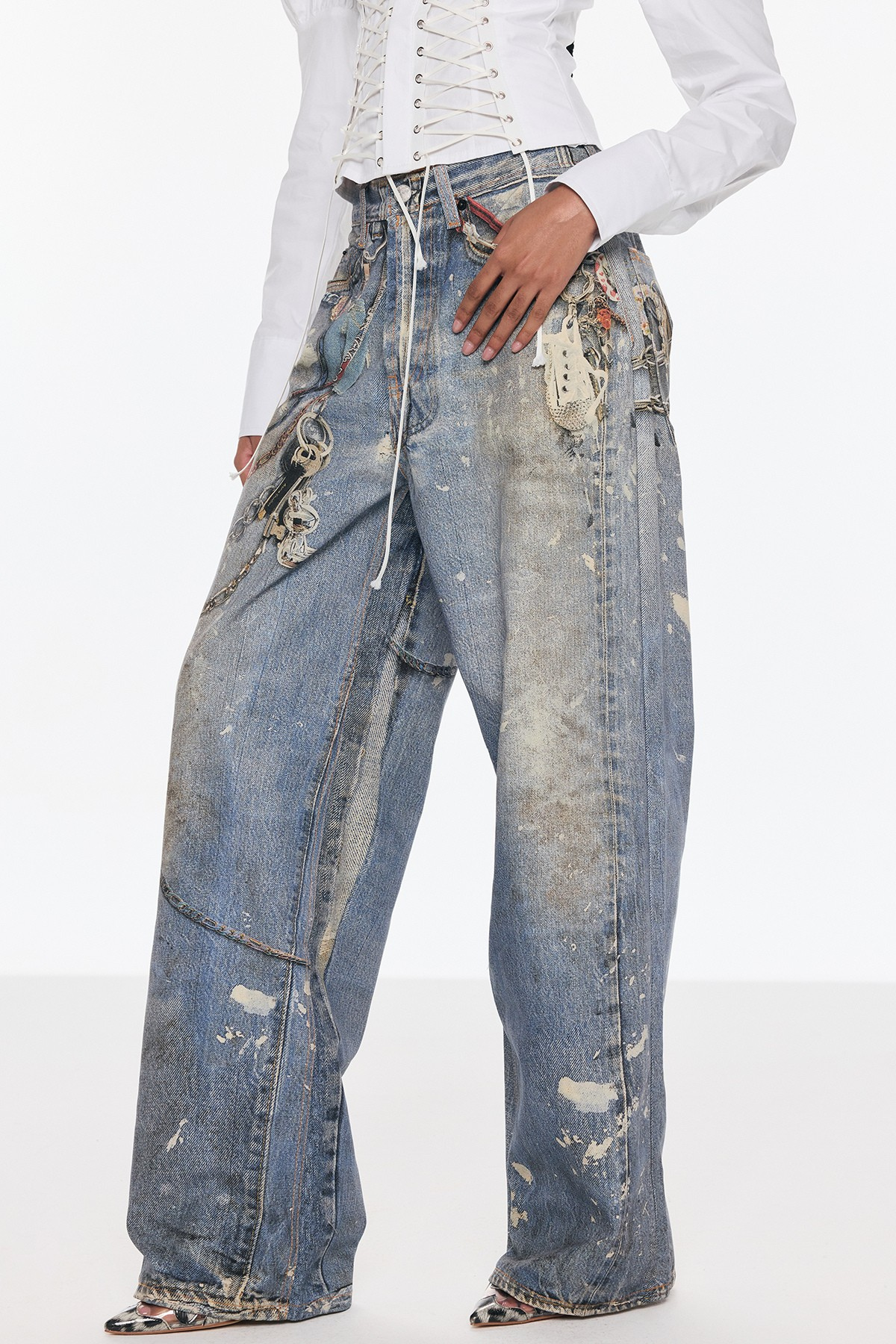Birdie Print Barrel Jeans