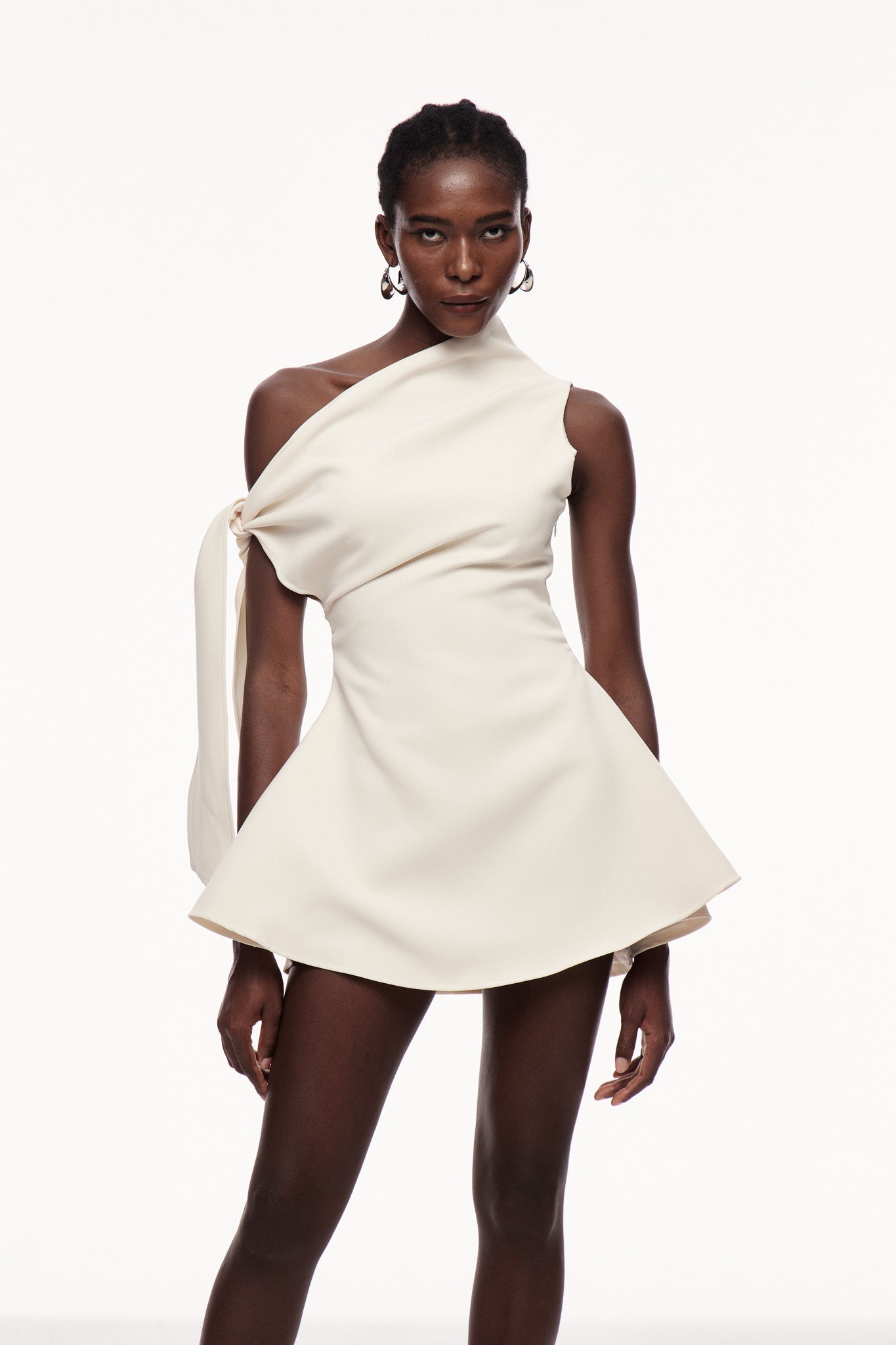 Boadicea One Shouder Lace Up Mini Dress In Apricot – Innovare Denim