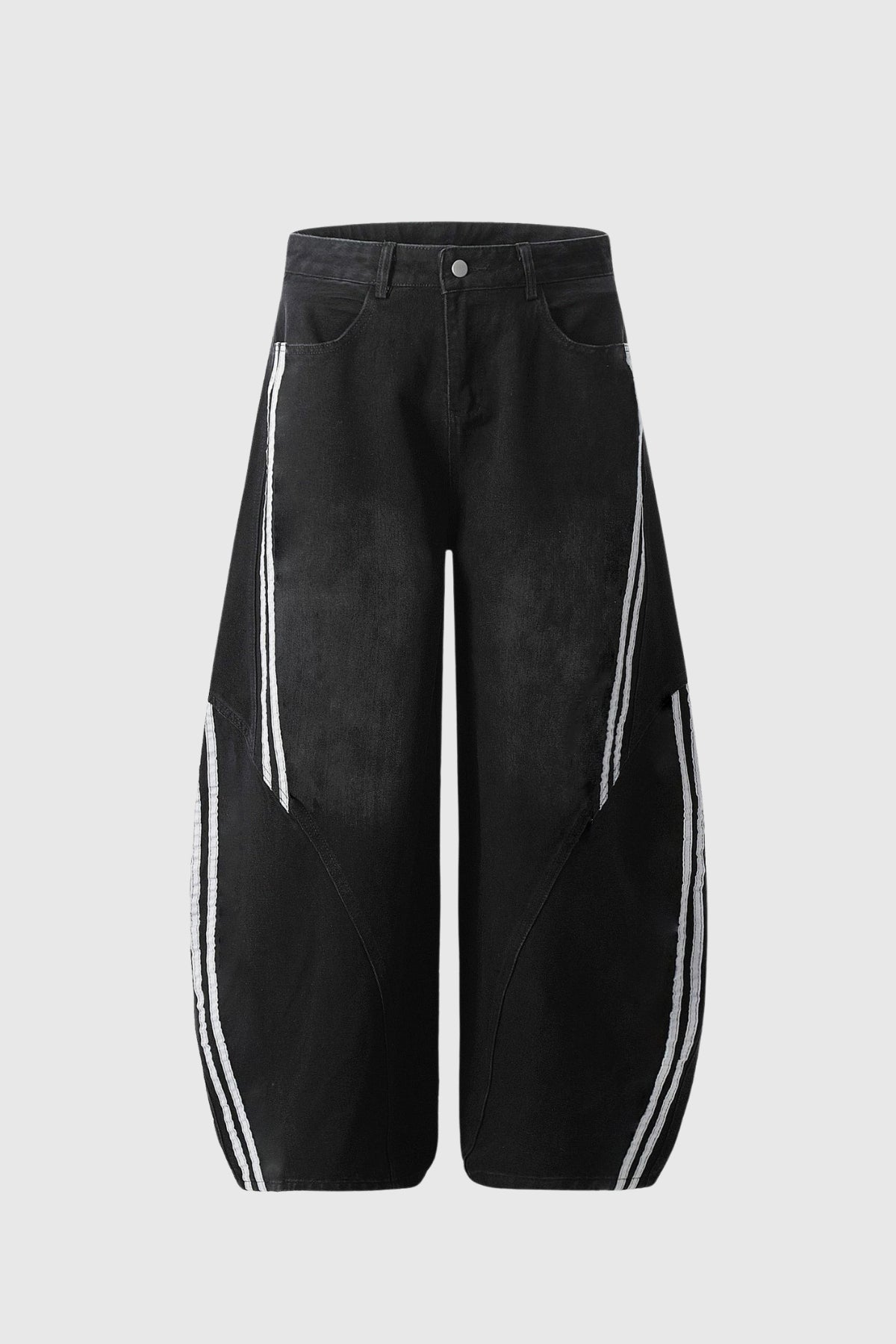 Boban Stripe Baggy Jeans In Black