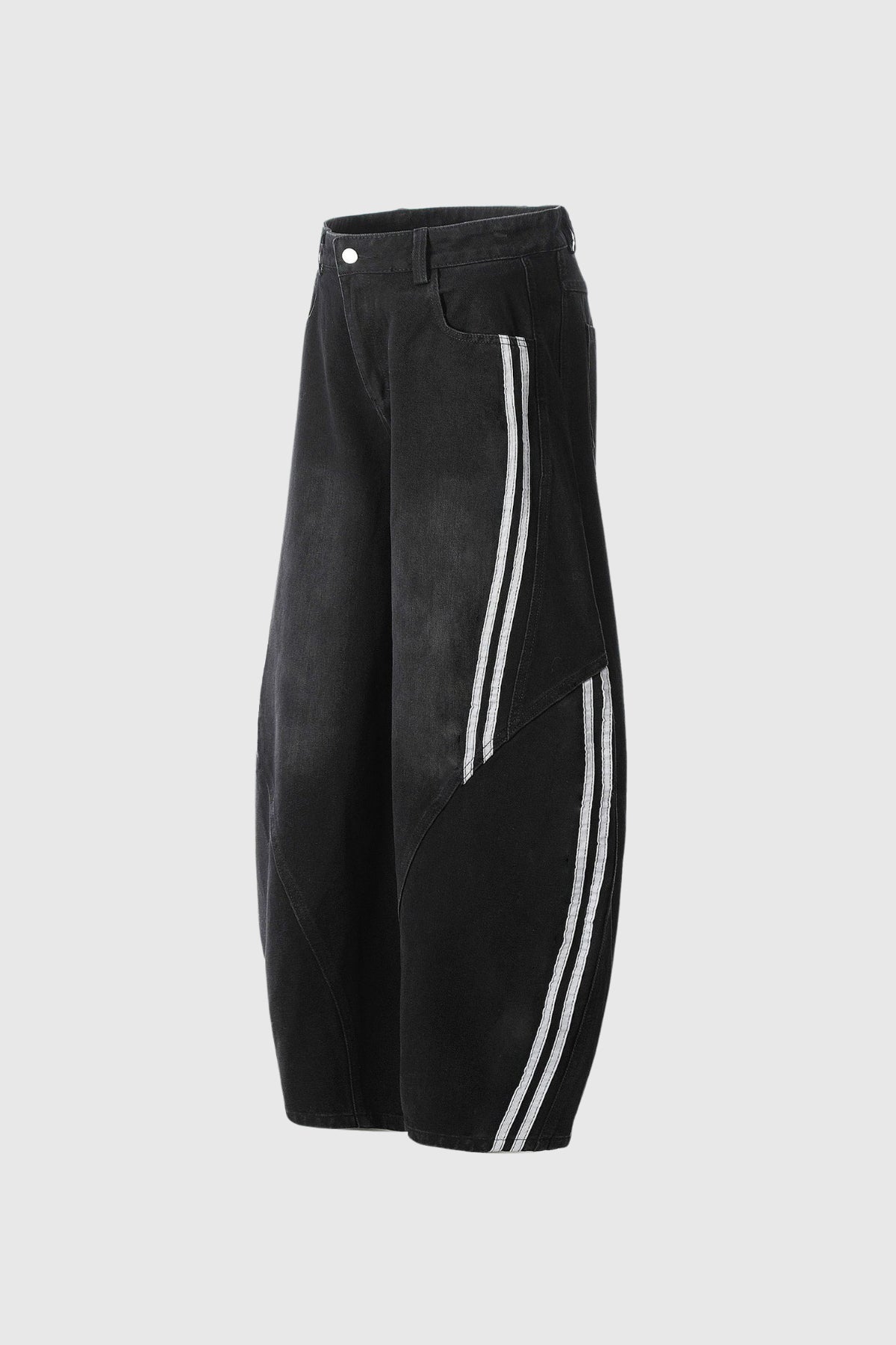 Boban Stripe Baggy Jeans In Black