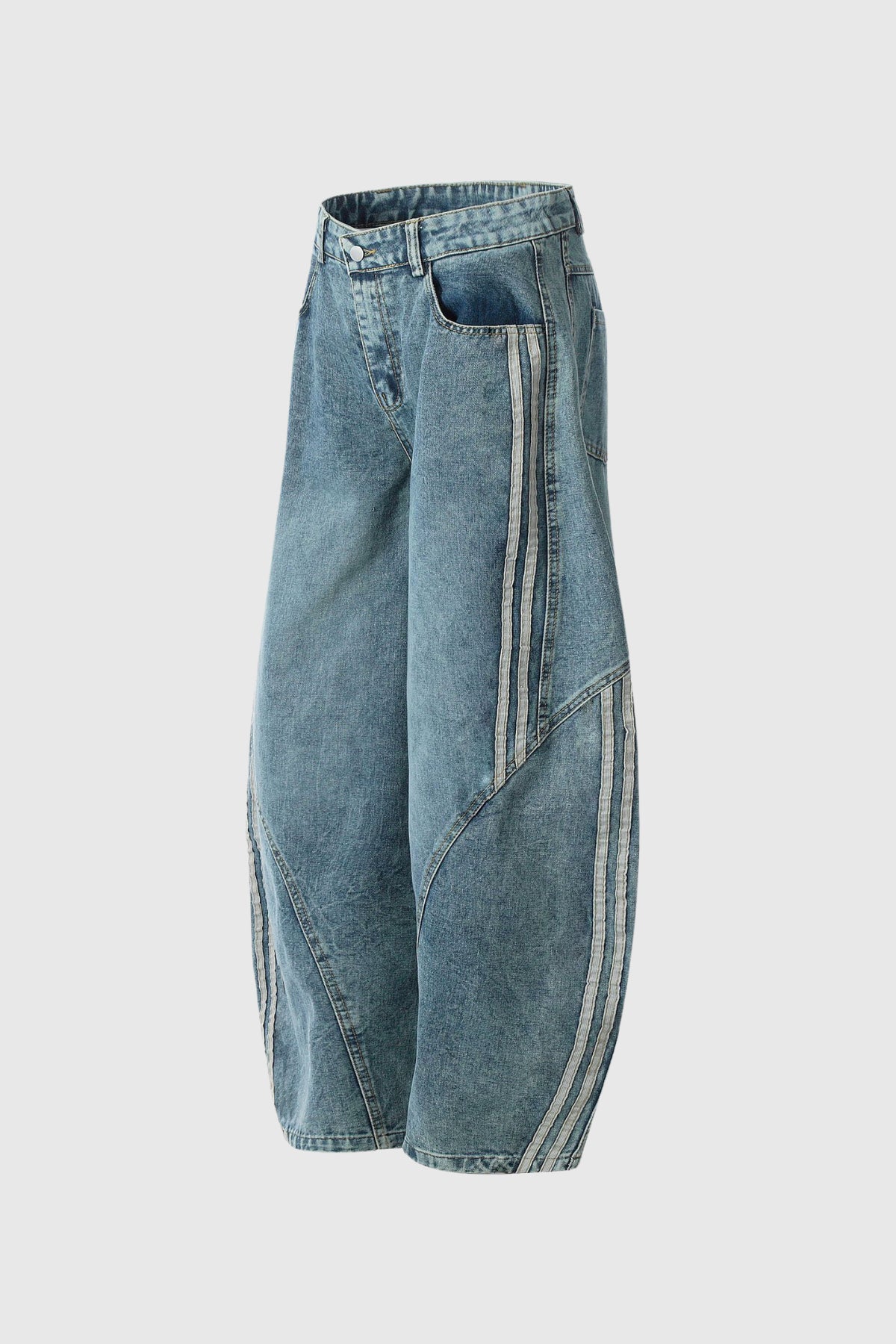 Boban Stripe Baggy Jeans In Blue
