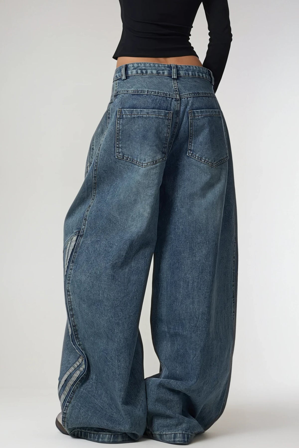 Boban Stripe Baggy Jeans In Blue