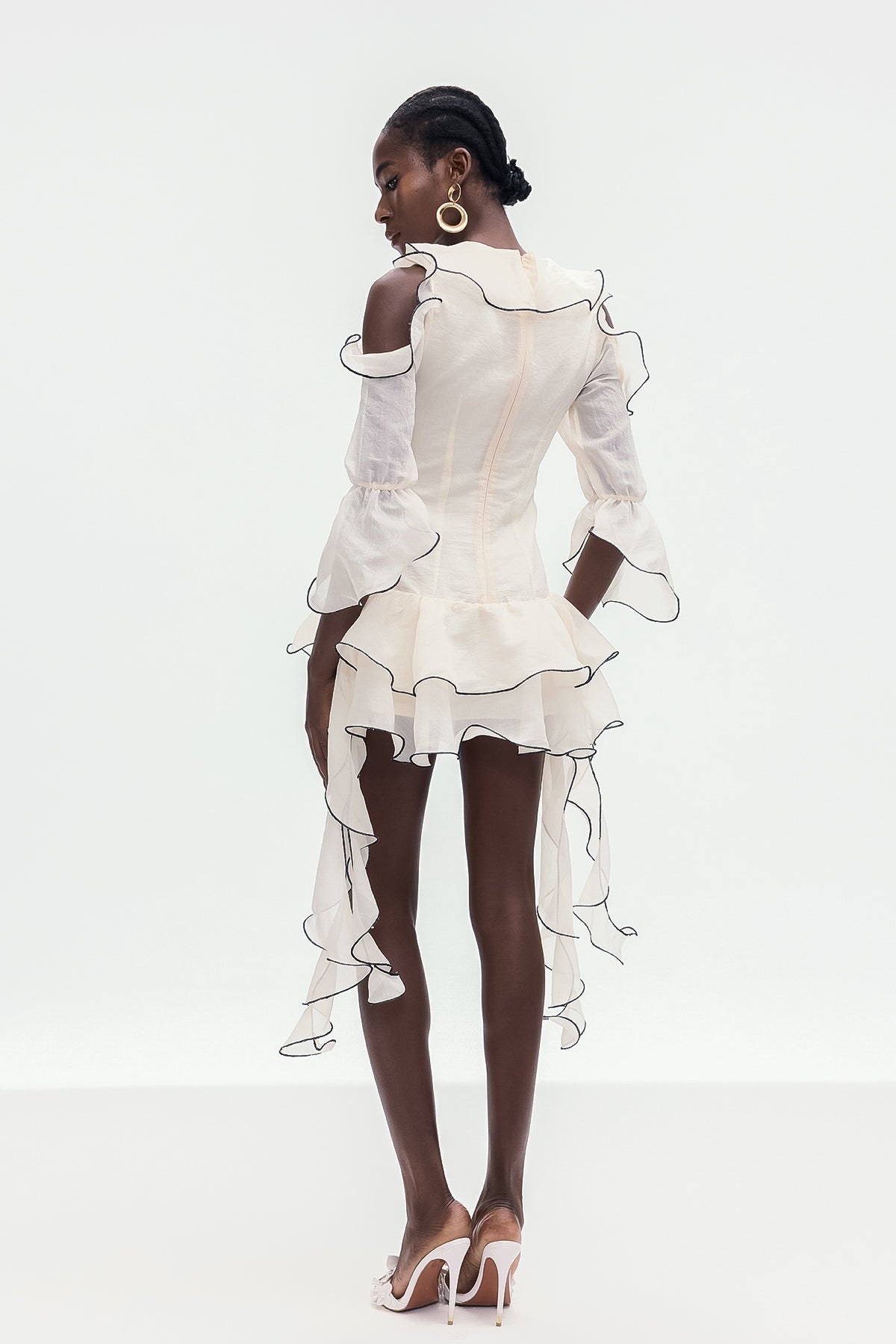 Boel Ruffle Flower Fringe Mini Dress