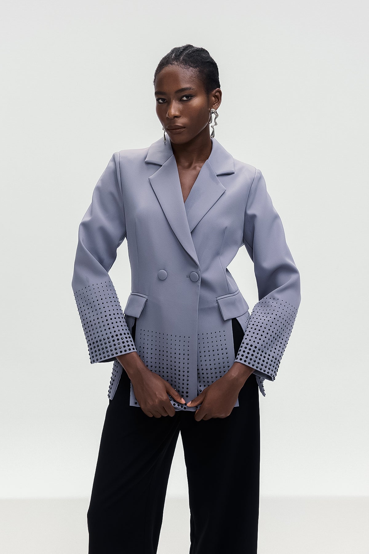 Bogomil Rhinestone Split Blazer In Grey