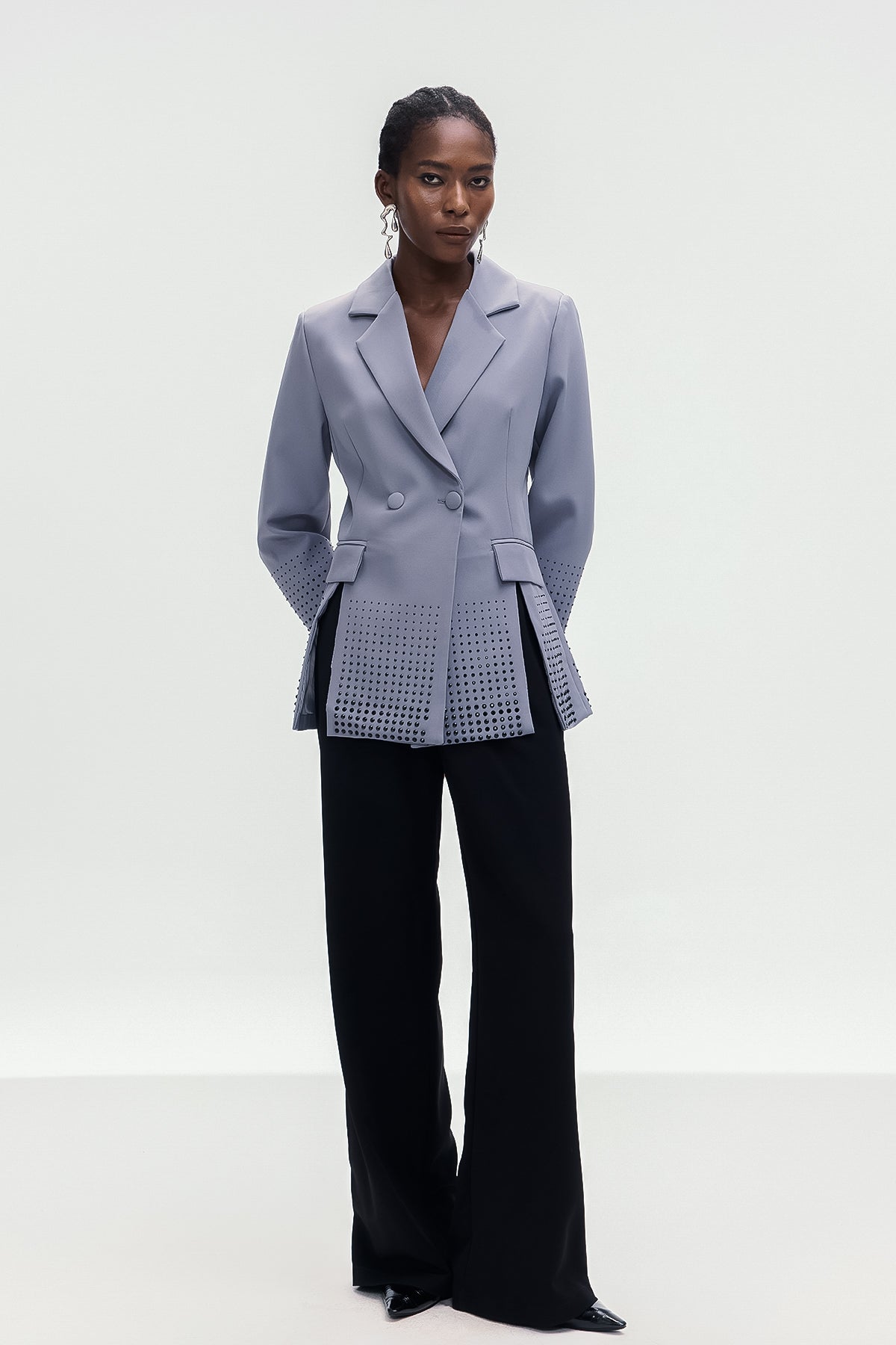 Bogomil Rhinestone Split Blazer In Grey