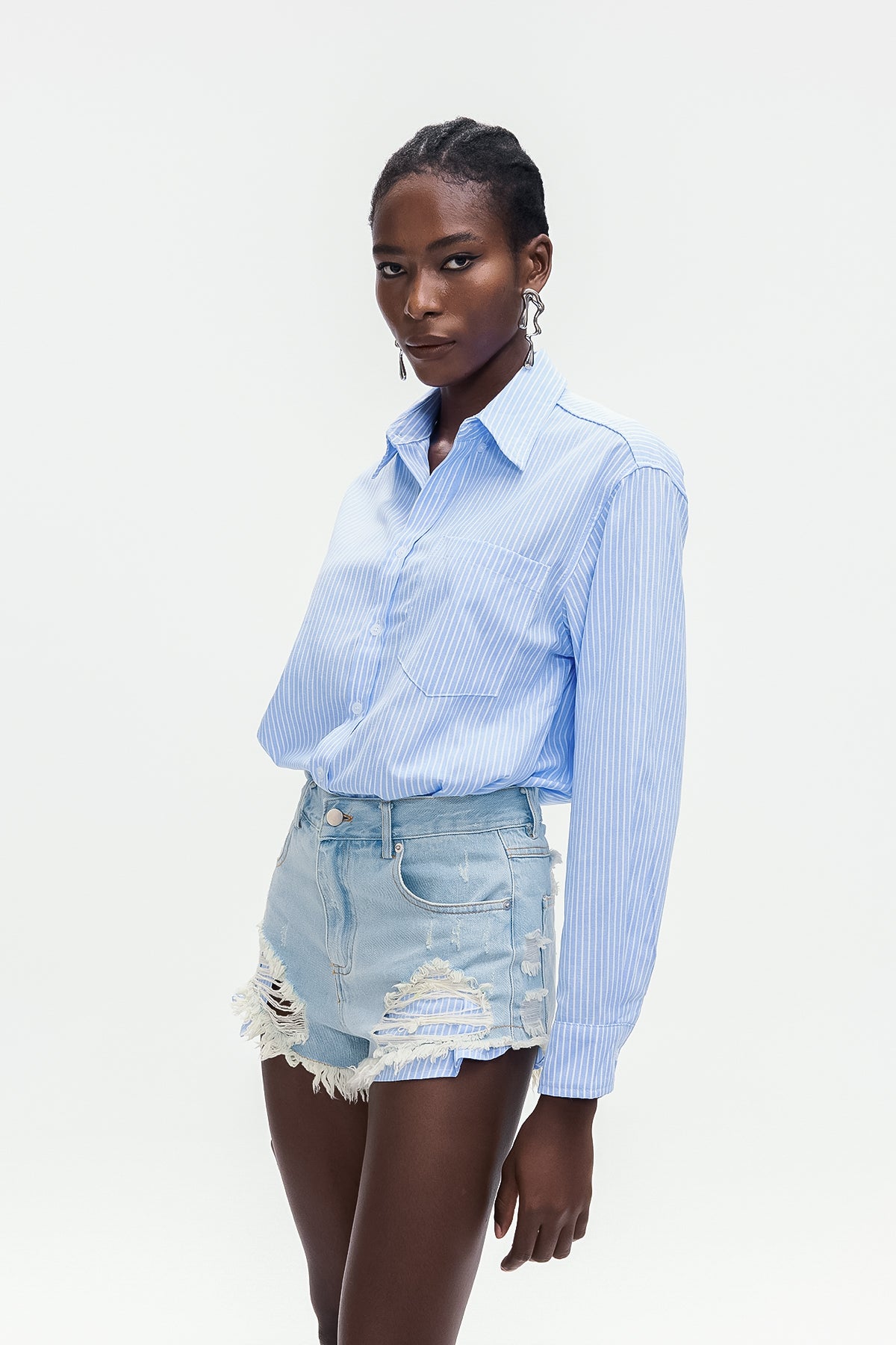 Bohuslav Stripe Shirt Denim Jumpsuit