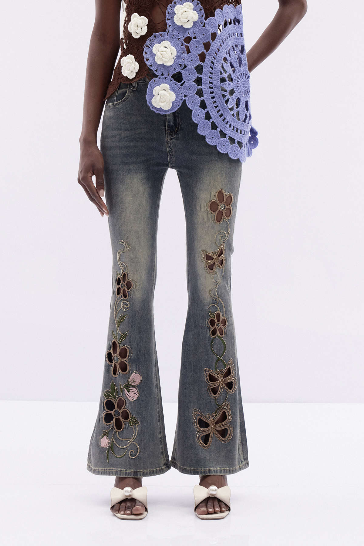 Boitumelo Butterfly Flower Cutout Jeans