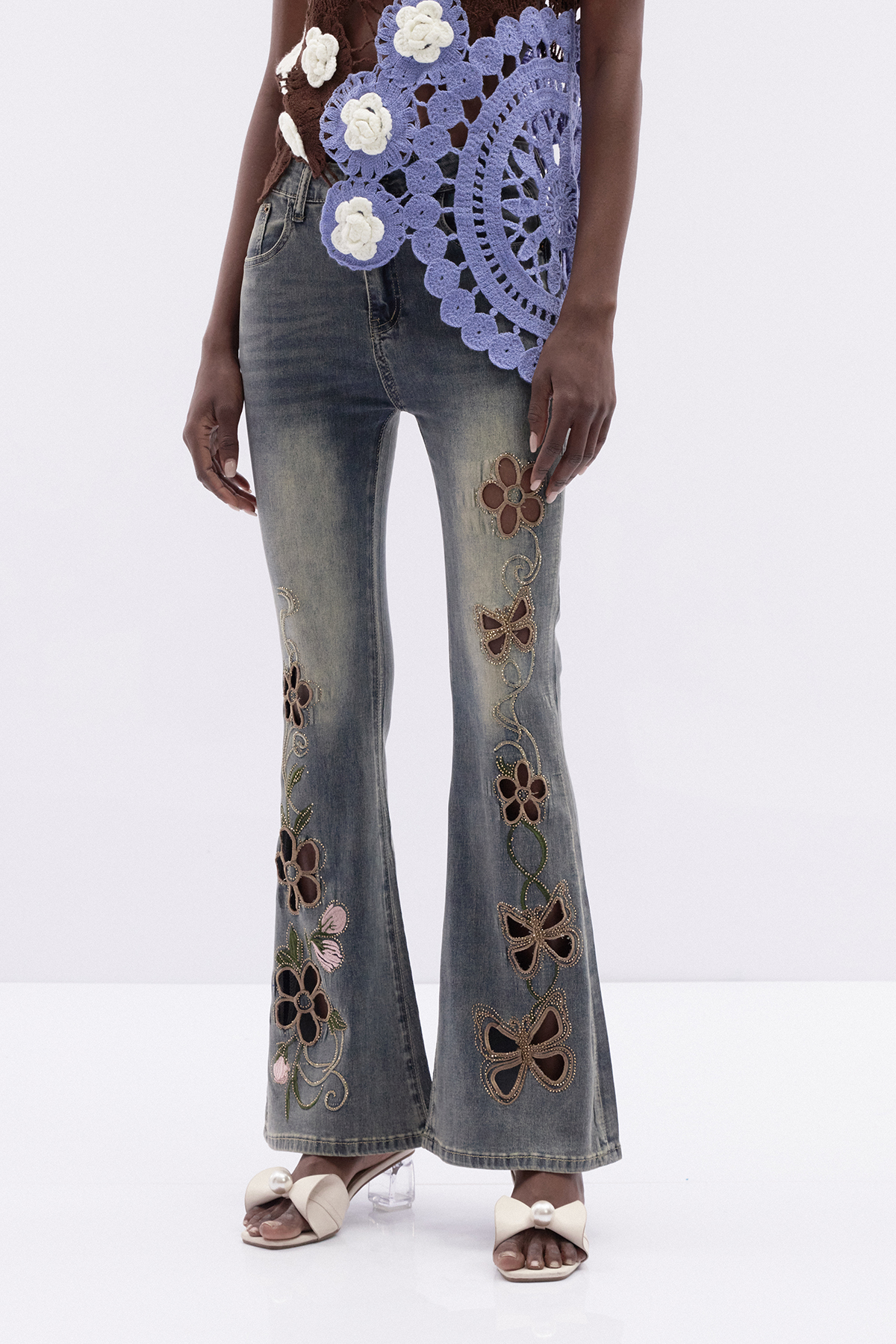 Boitumelo Butterfly Flower Cutout Jeans
