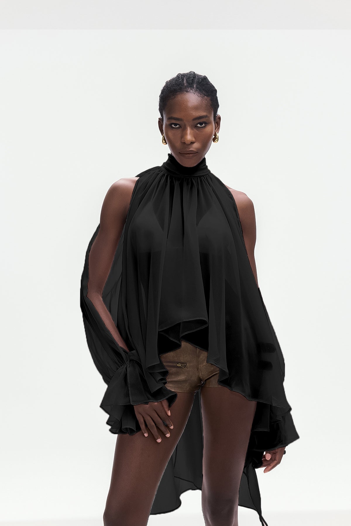 Bojidar Asymmetric Cutout Top In Black