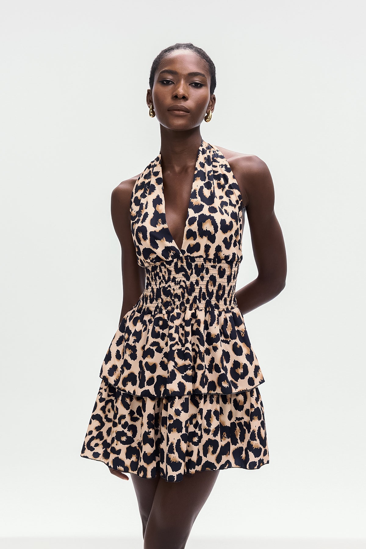 Bolek Leopard Ruffle Mini Dress