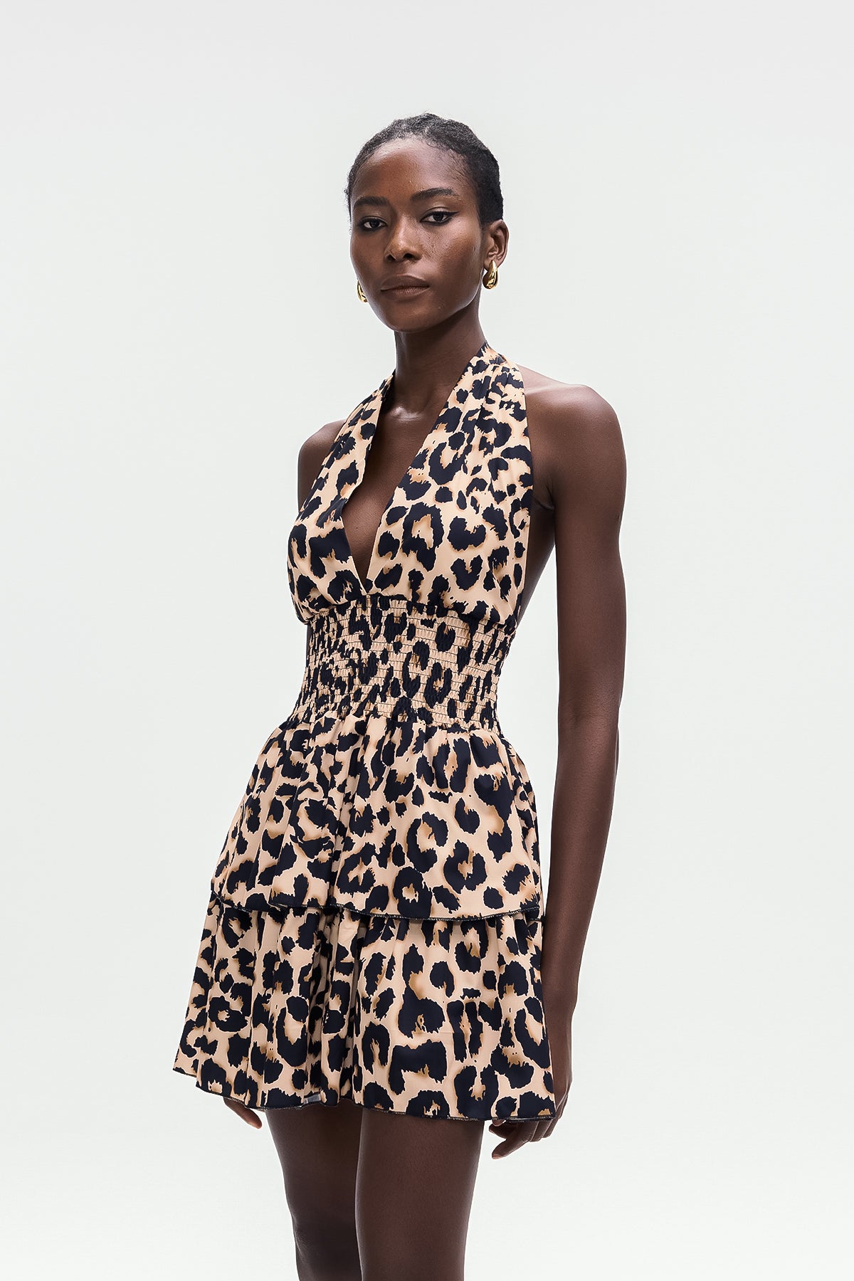 Bolek Leopard Ruffle Mini Dress