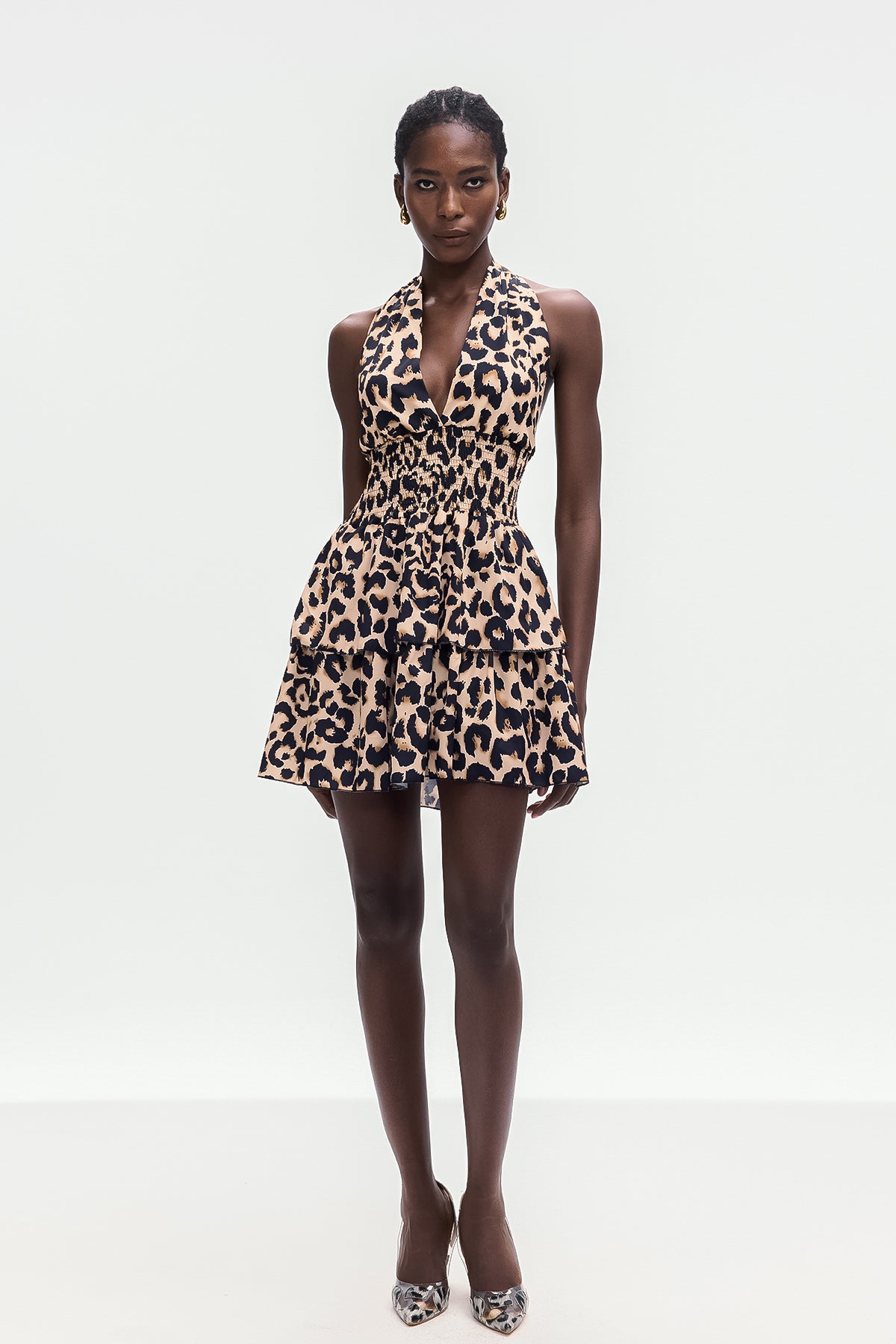 Bolek Leopard Ruffle Mini Dress