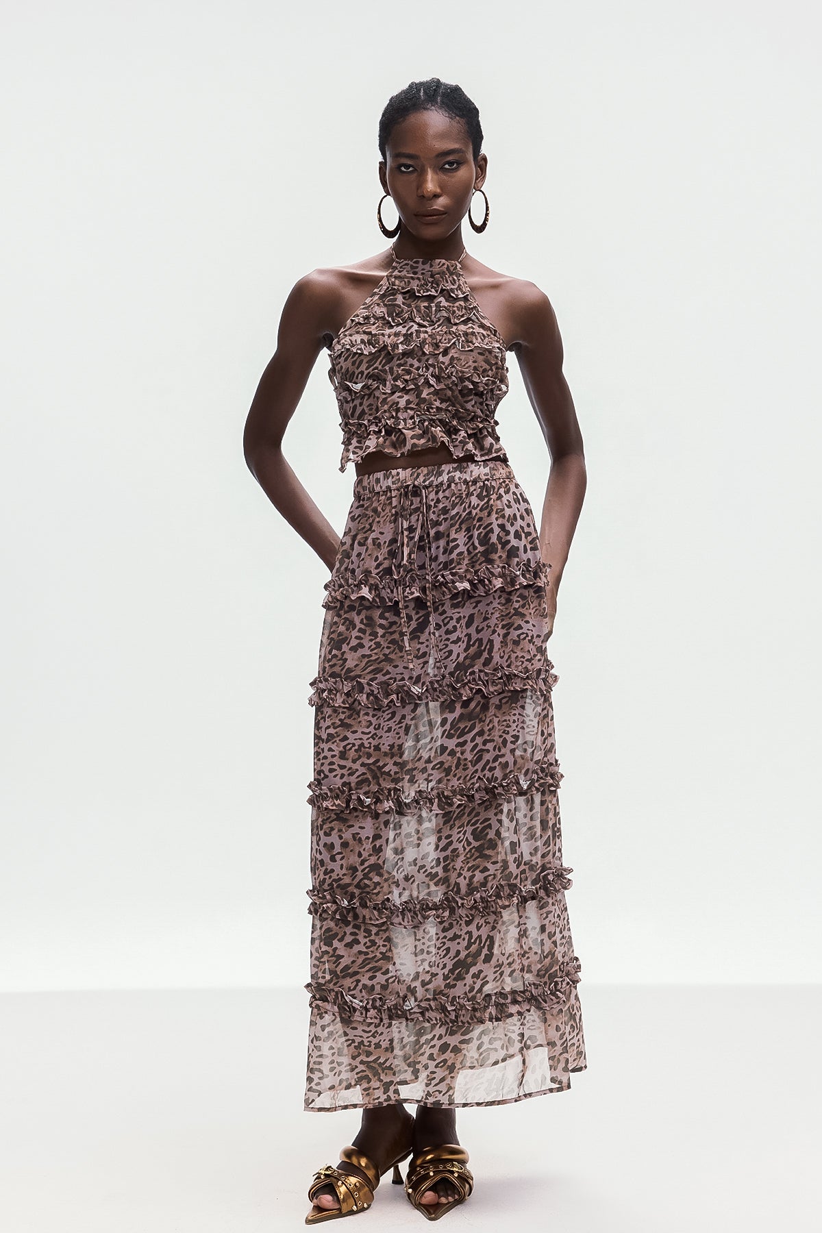 Boniface Leopard Ruffle Skirt Set