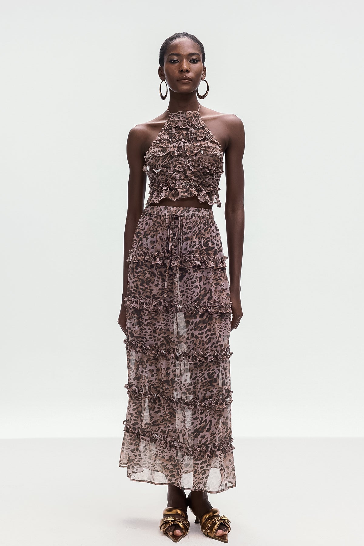 Boniface Leopard Ruffle Skirt Set