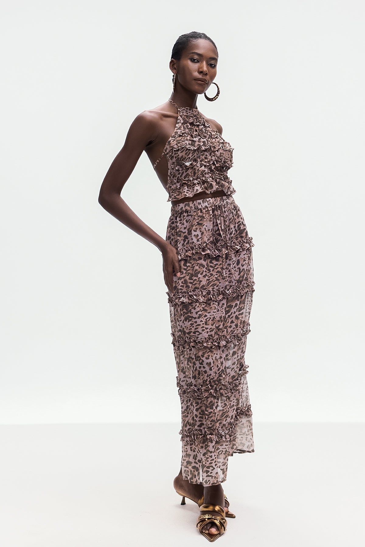 Boniface Leopard Ruffle Skirt Set