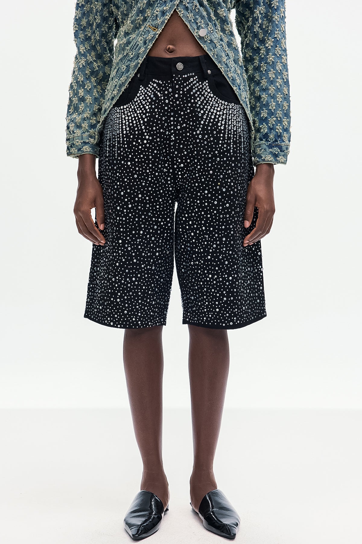 Bonifacy Rhinestone Midi Jeans