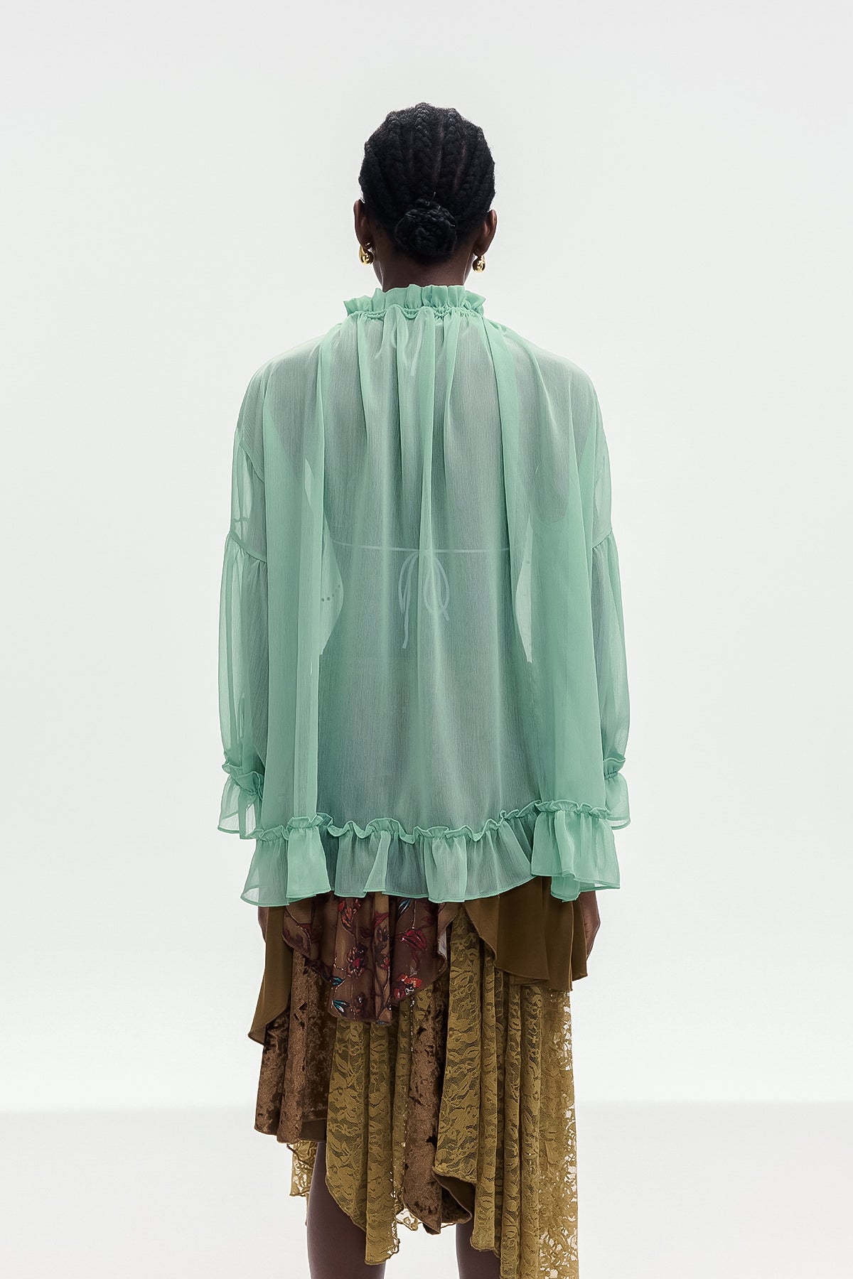 Bonifaz Drawstring Ruffle Shirt In Green
