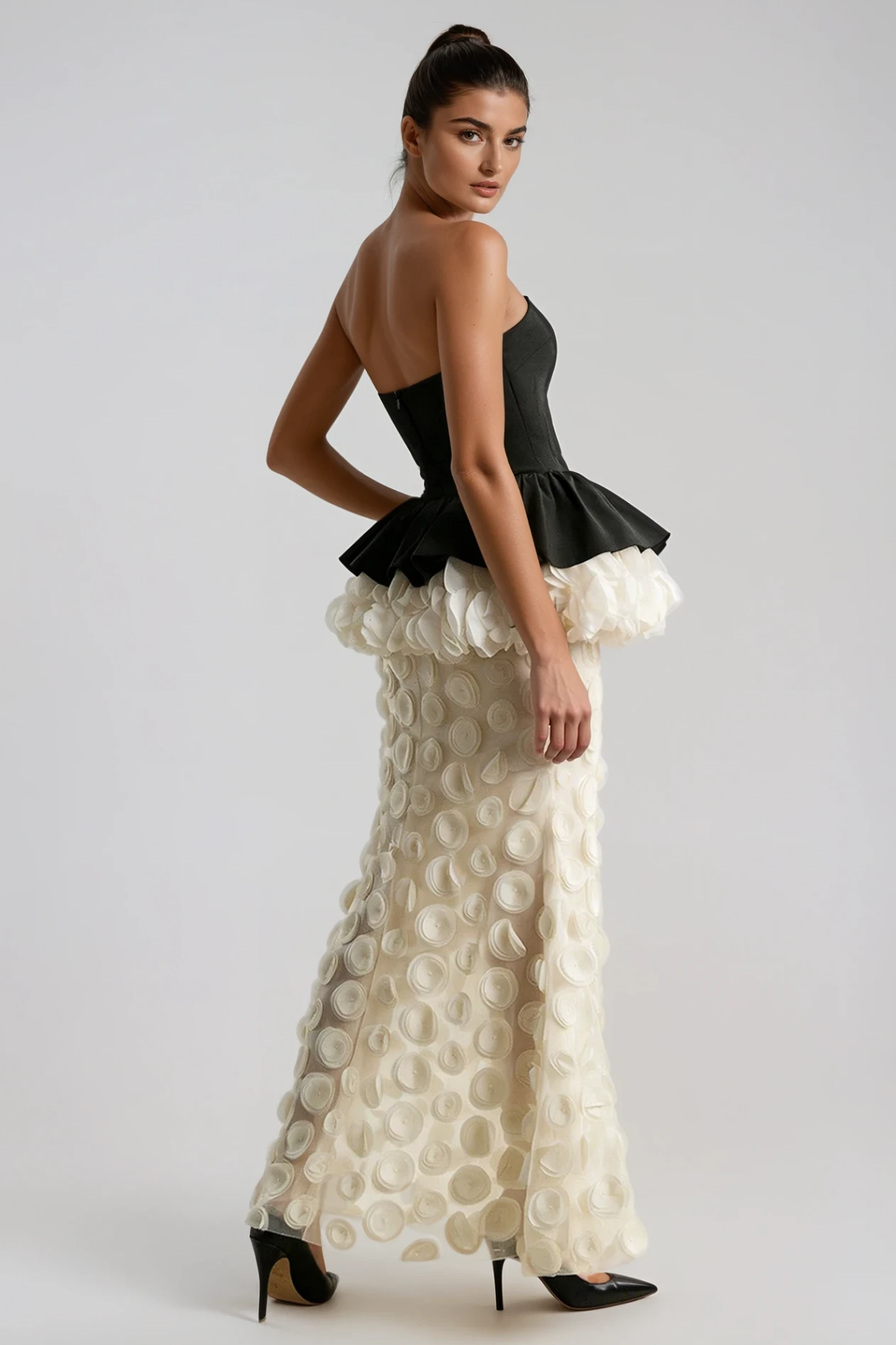 Boryana Strapless Flower Dot Maxi Dress