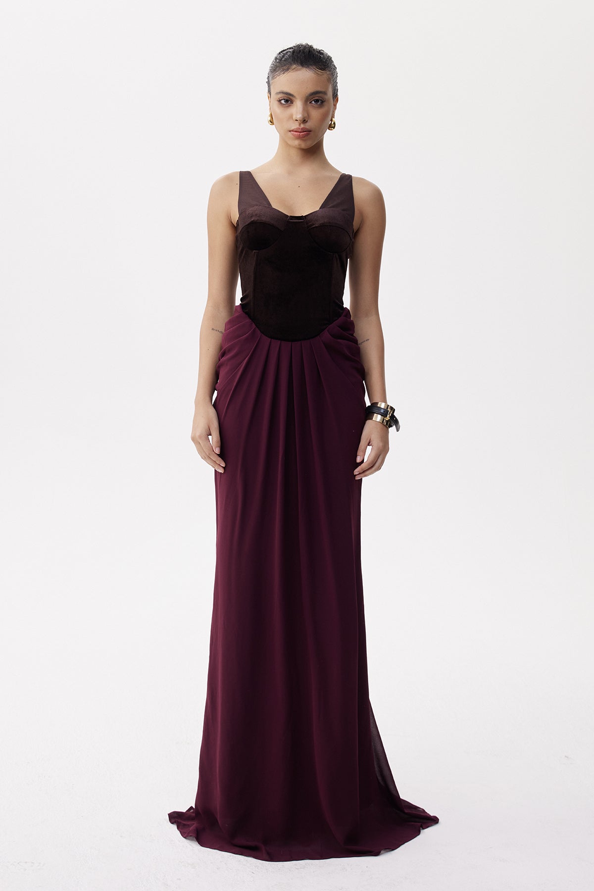 Boyan Mesh Ruch Maxi Dress