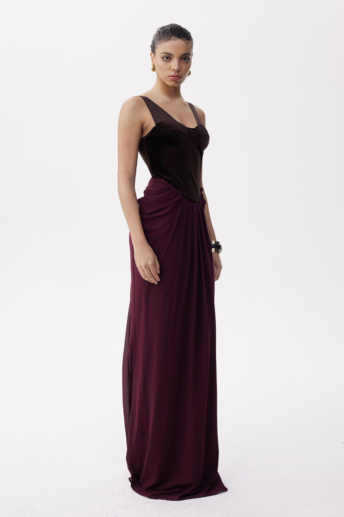 Boyan Mesh Ruch Maxi Dress