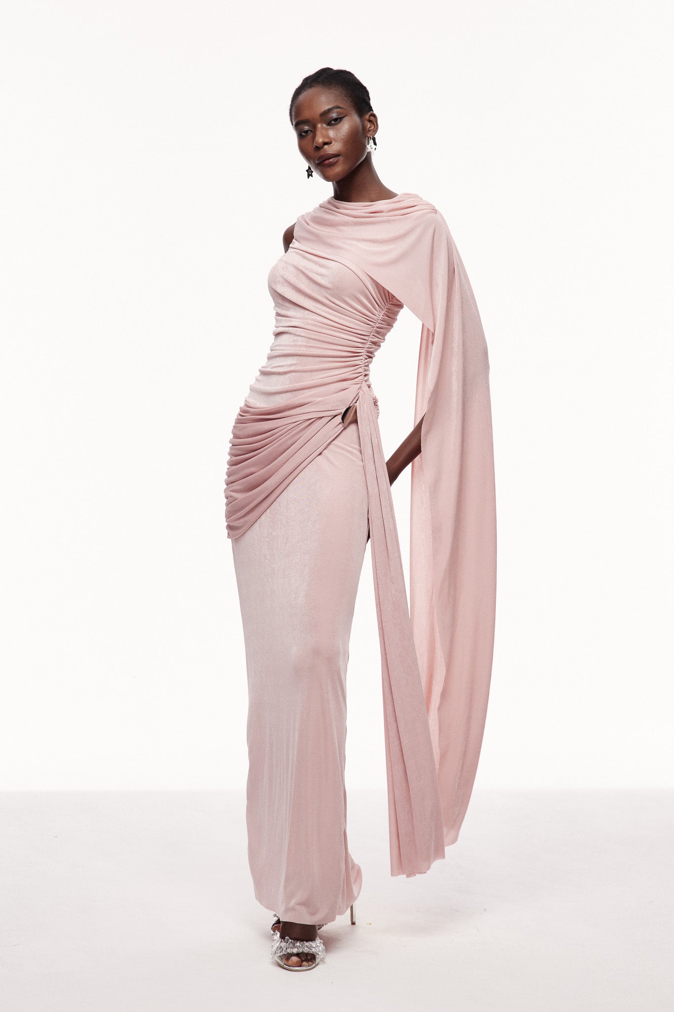 Brandt Ruch Shawl Maxi Dress In Pink