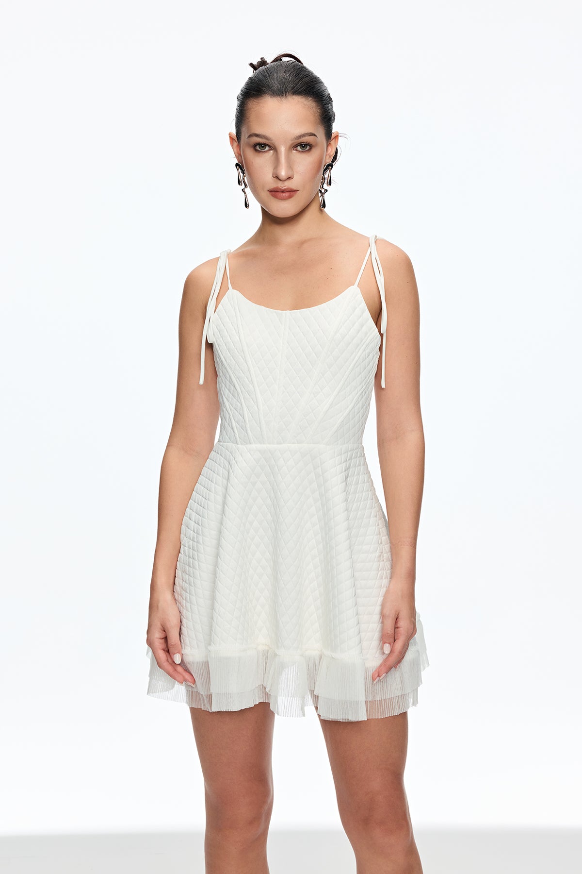 Cadeyrn Ruch Fringe Lace Up Mini Dress