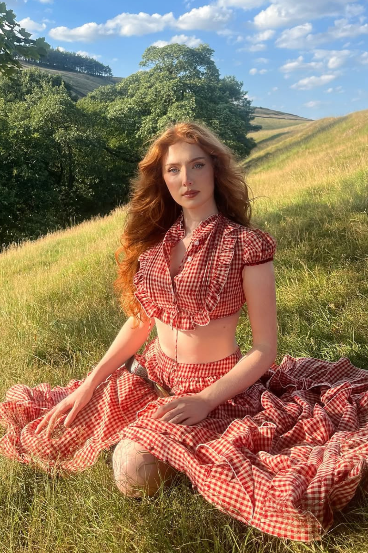 Cadogan Grid Crop Skirt Set