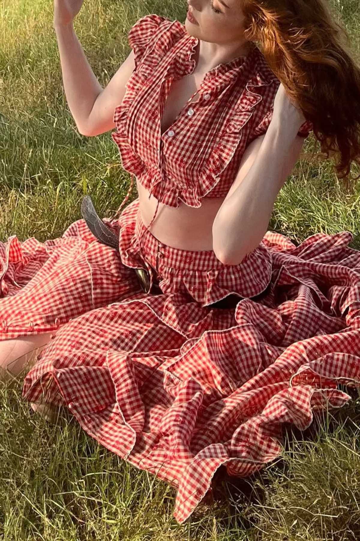 Cadogan Grid Crop Skirt Set