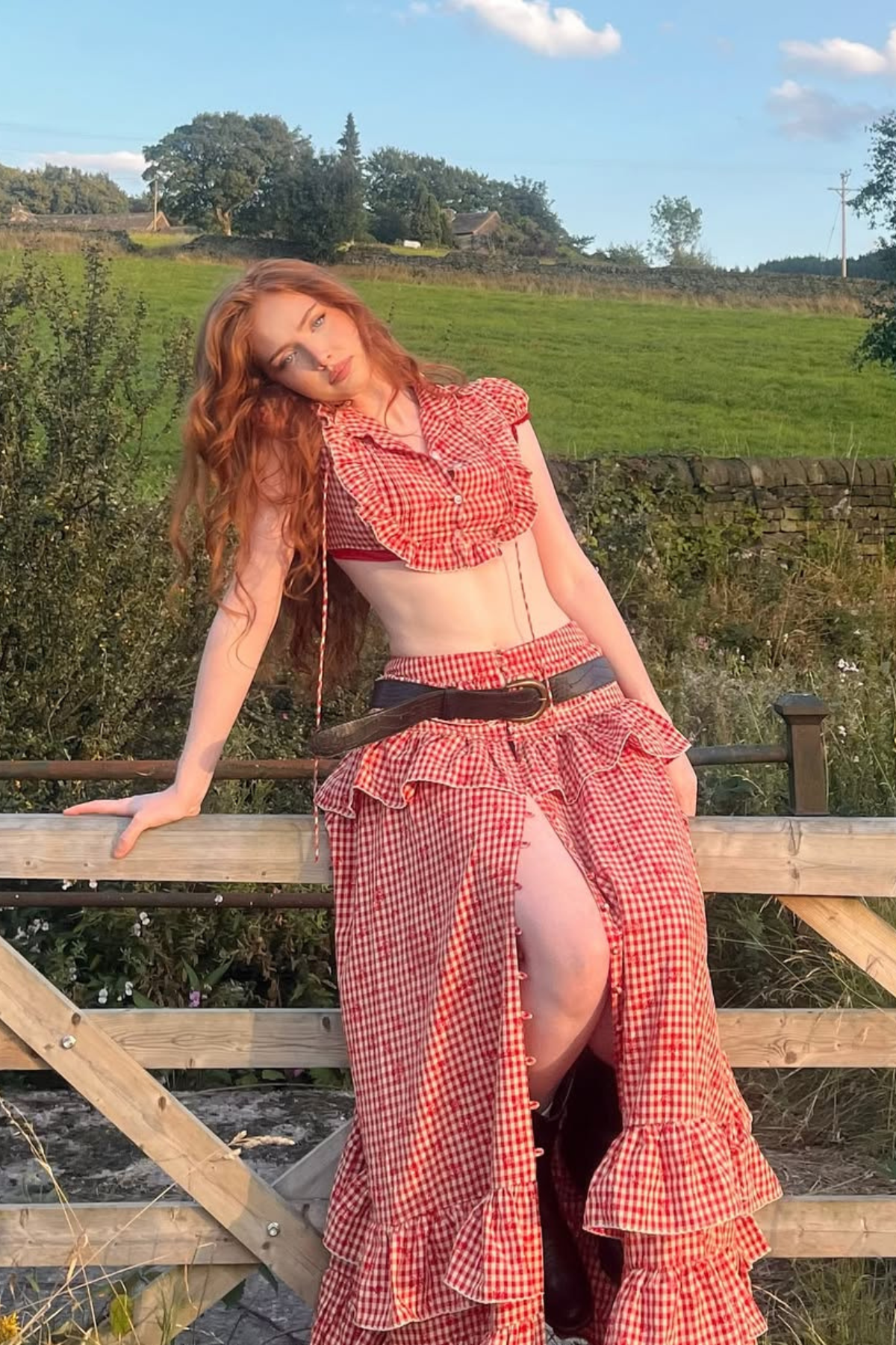 Cadogan Grid Crop Skirt Set