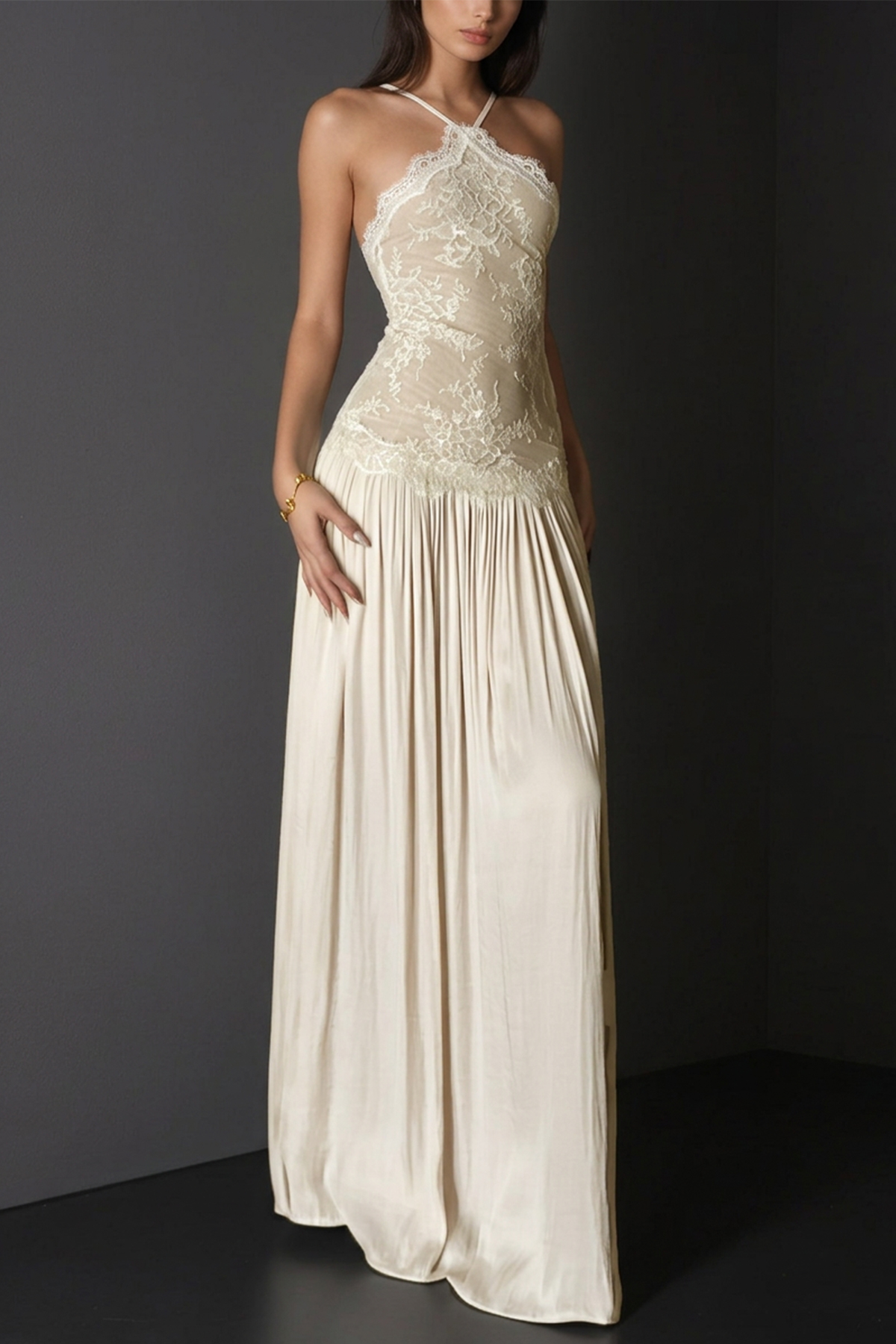 Cadwalader Lace Floral Ruch Maxi Dress