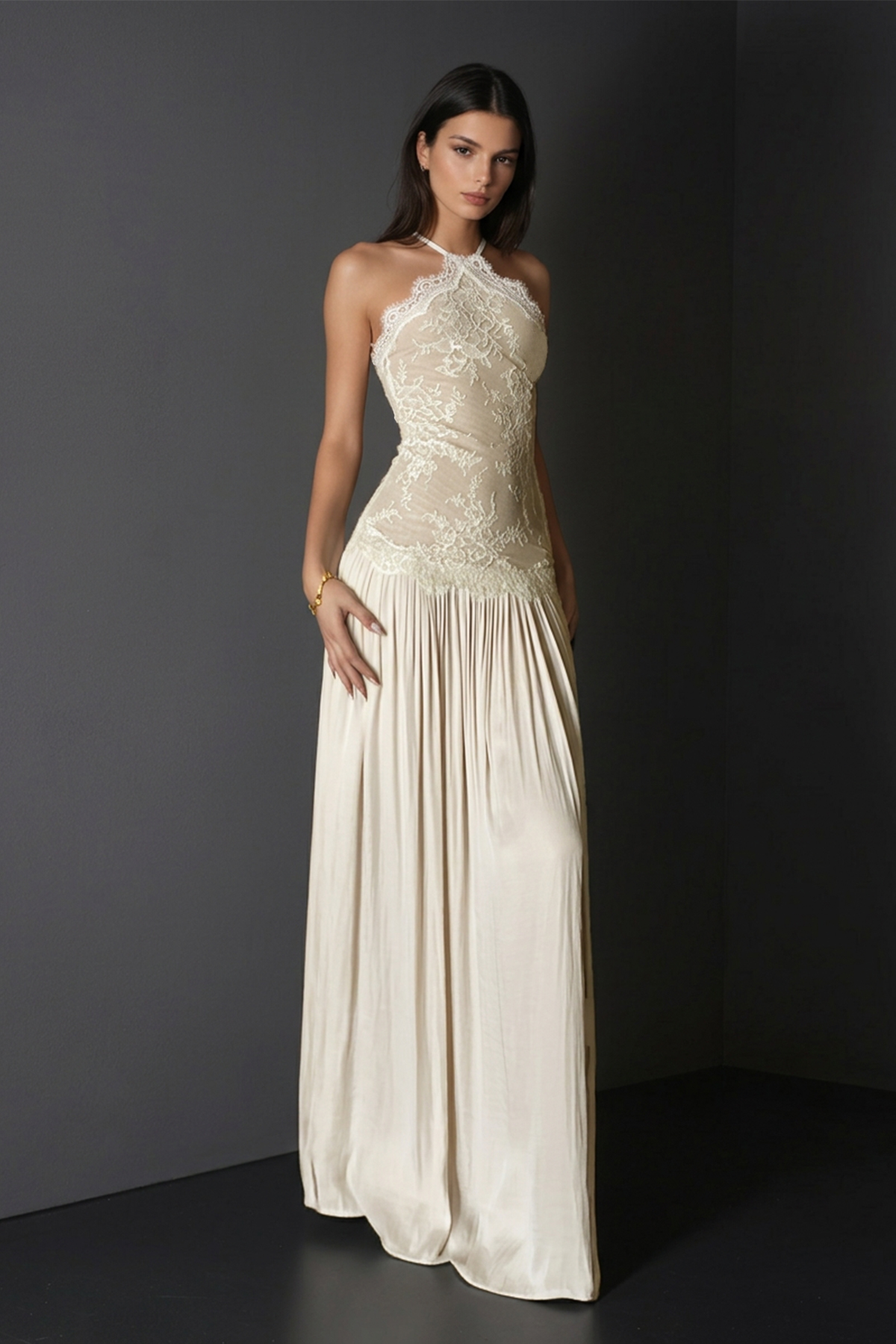 Cadwalader Lace Floral Ruch Maxi Dress